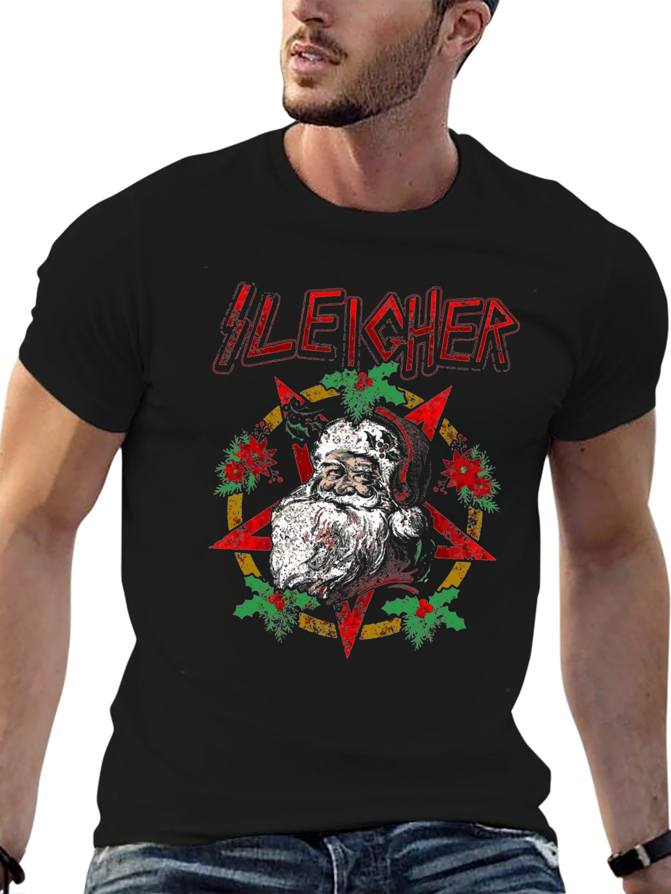 Sleigher Santa T-Shirt - Holiday Heavy Metal