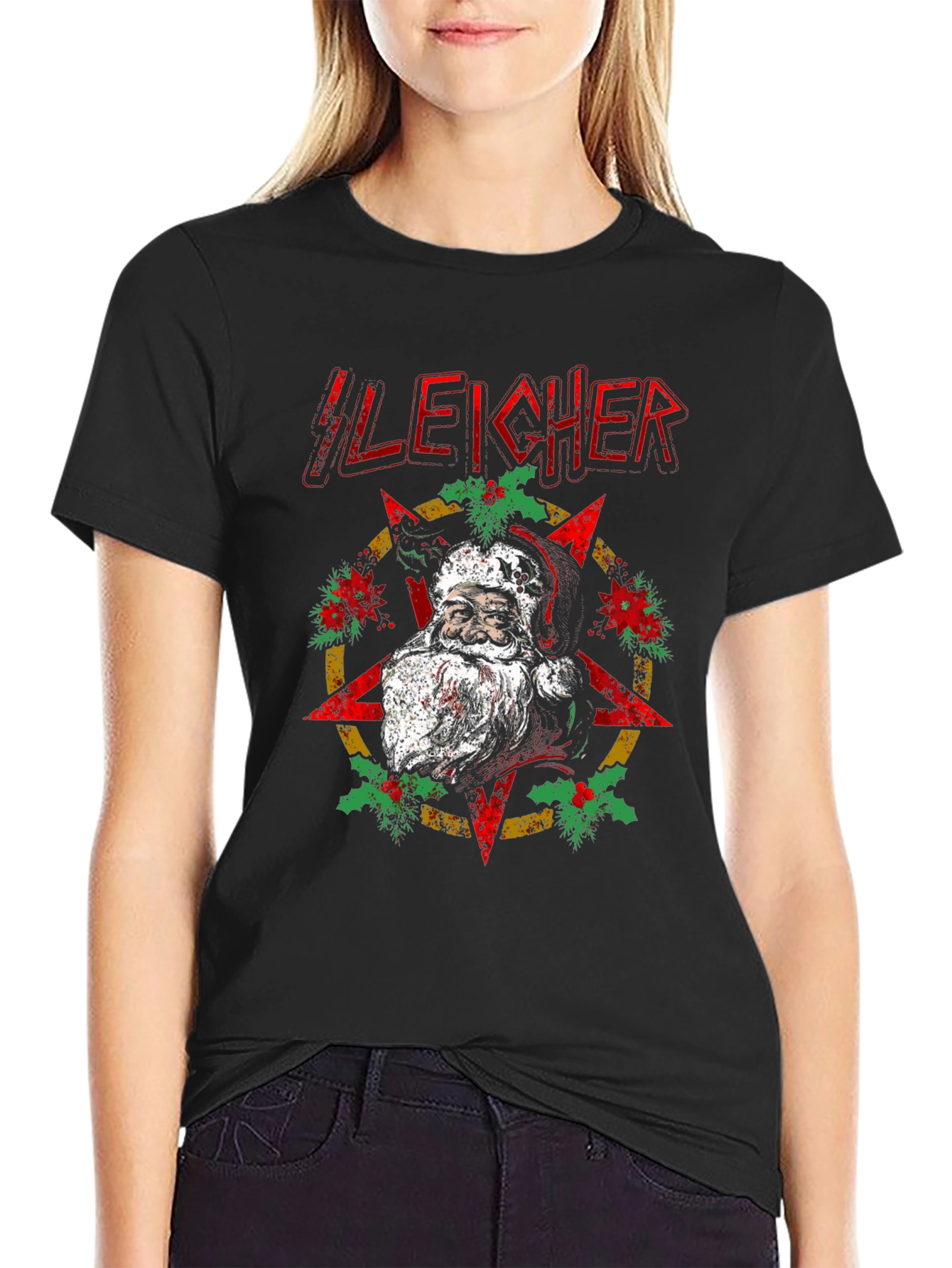 Sleigher Santa T-Shirt - Holiday Heavy Metal