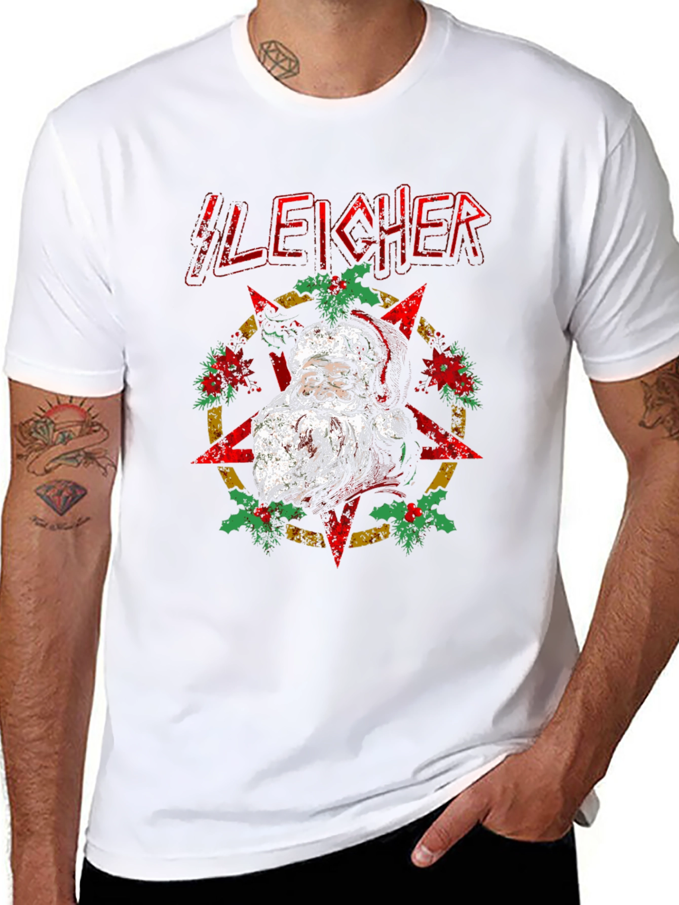 Sleigher Santa T-Shirt - Holiday Heavy Metal