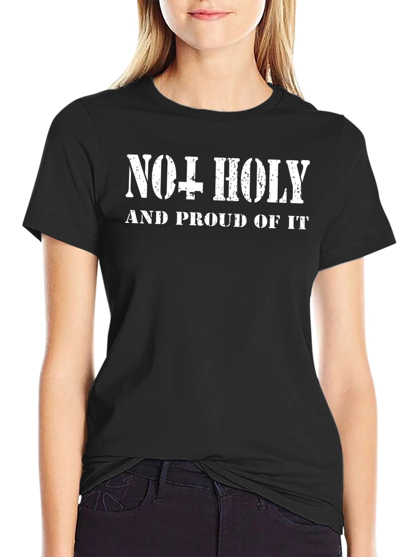 No + Holy Graphic T-Shirt - Black
