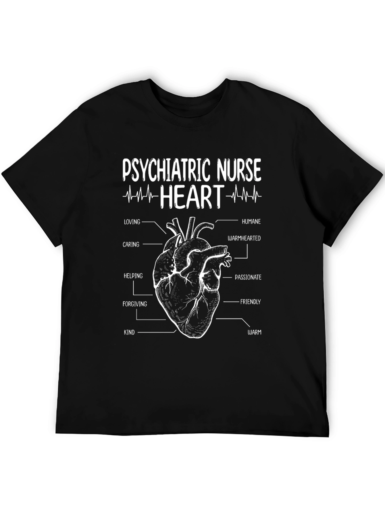 Psychiatric Nurse Heart Graphic Tee - Caring and Compassionate