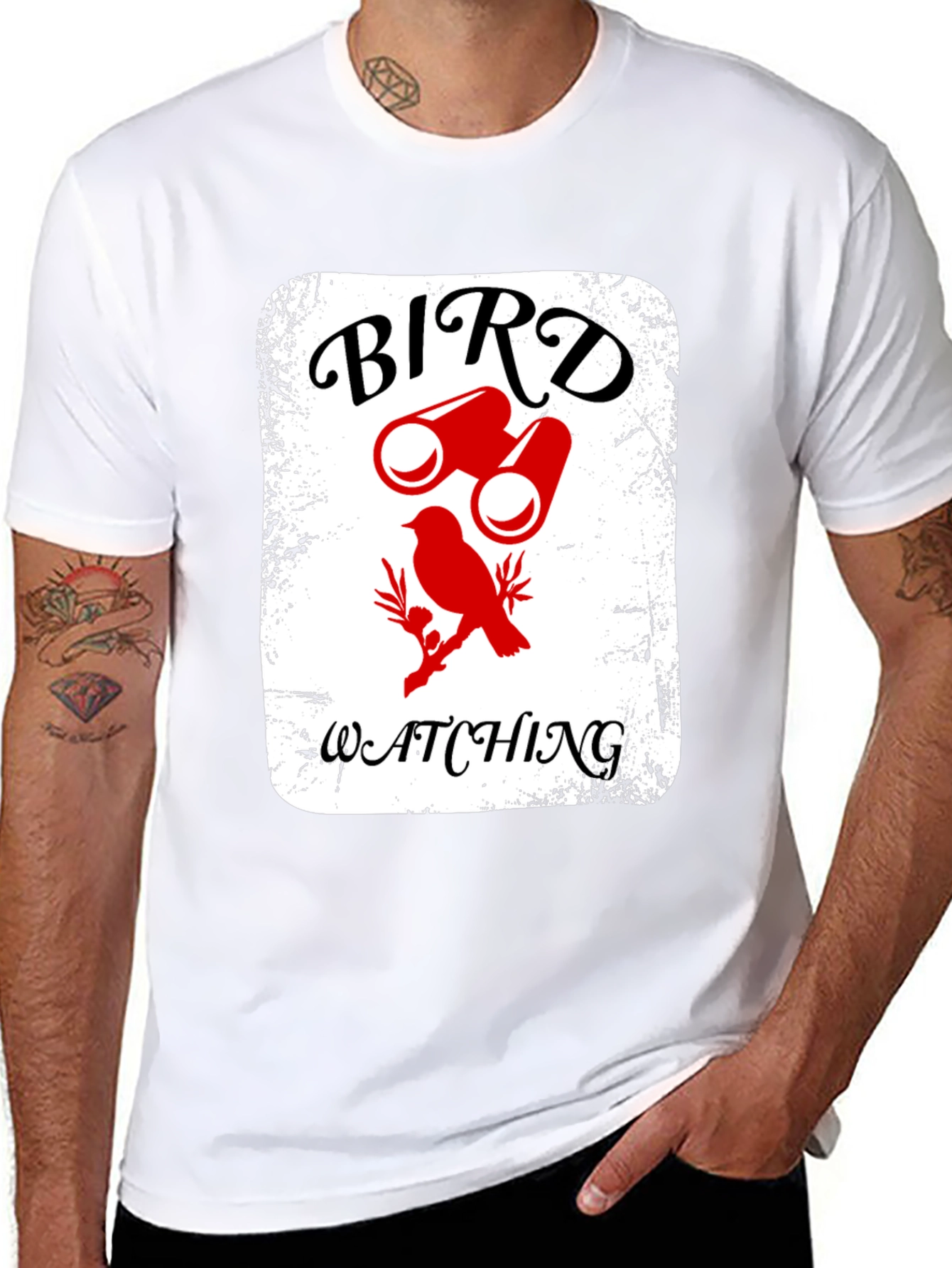 Bird Watching T-Shirt - Binoculars & Bird Graphic Tee