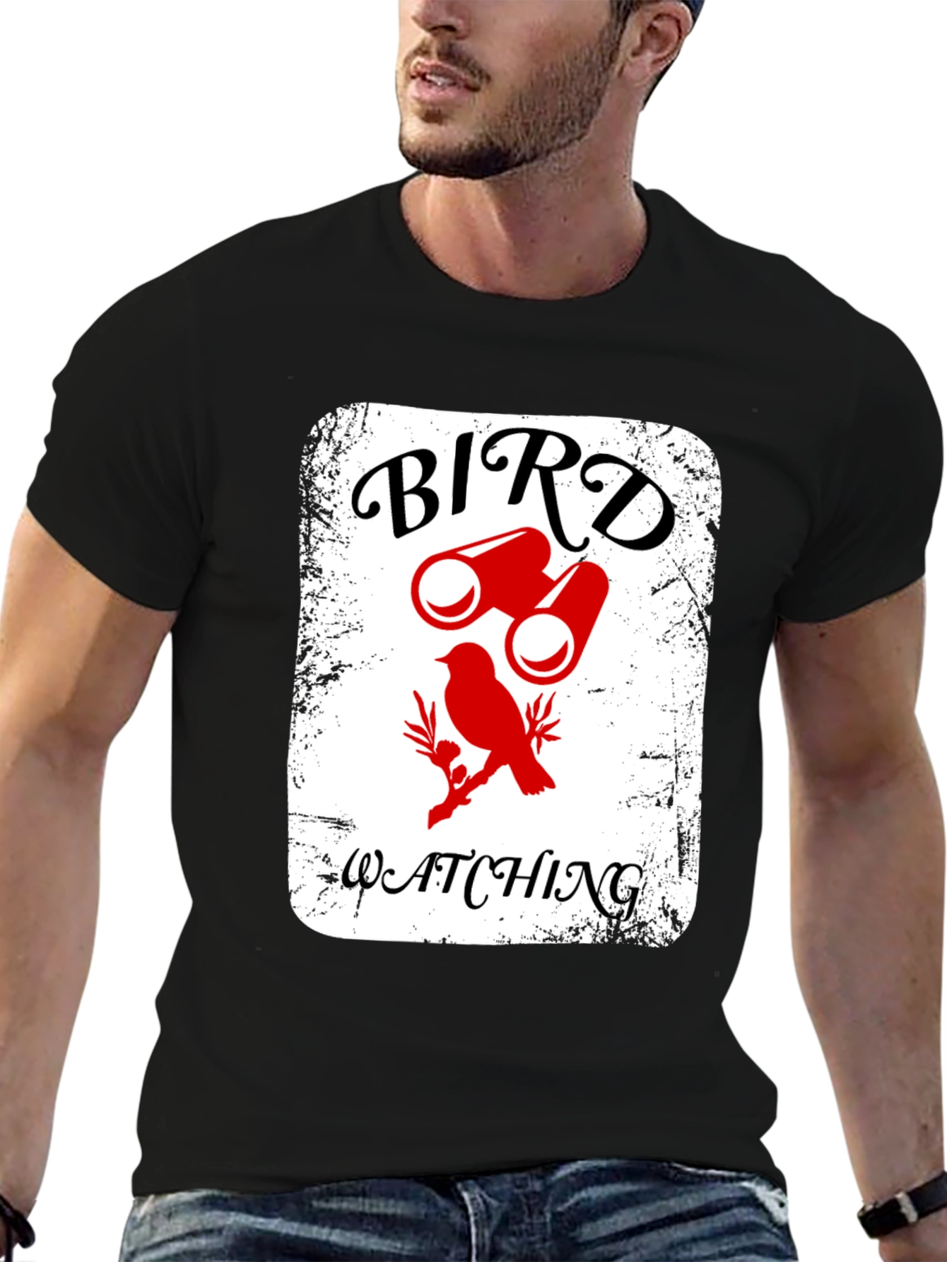 Bird Watching T-Shirt - Binoculars & Bird Graphic Tee