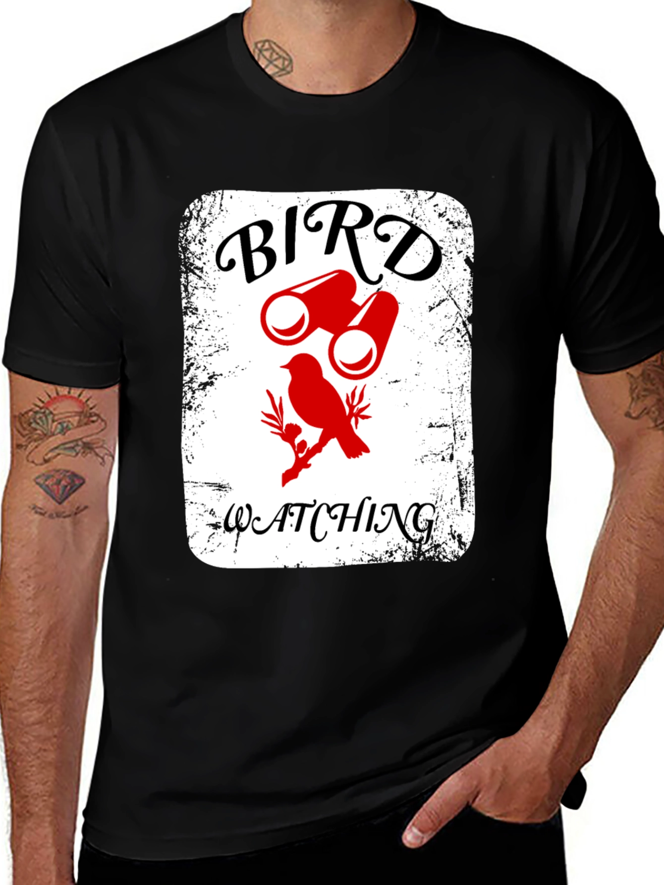 Bird Watching T-Shirt - Binoculars & Bird Graphic Tee