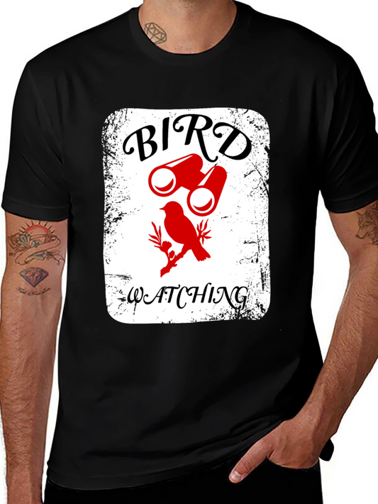 Bird Watching T-Shirt - Binoculars & Bird Graphic Tee