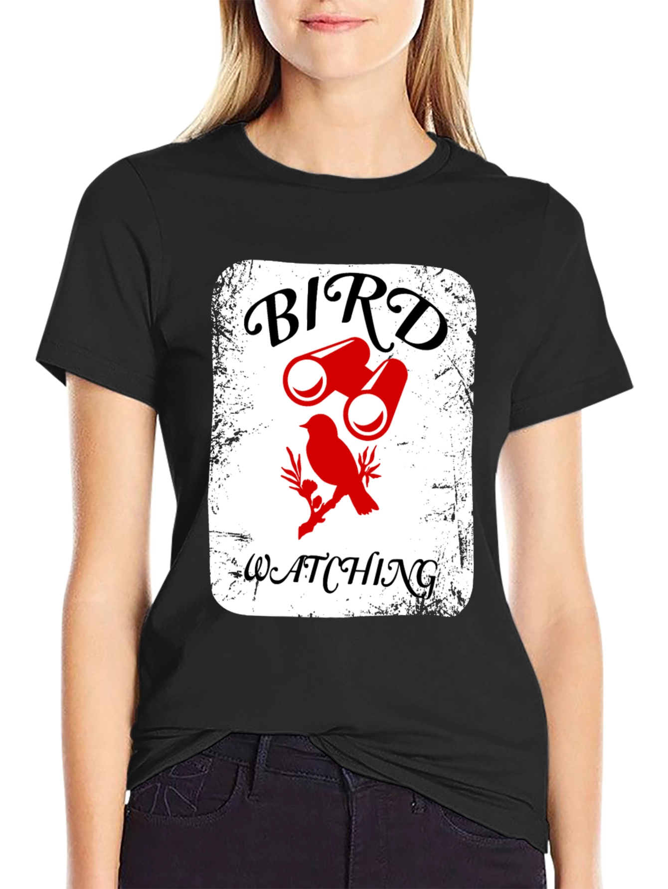 Bird Watching T-Shirt - Binoculars & Bird Graphic Tee