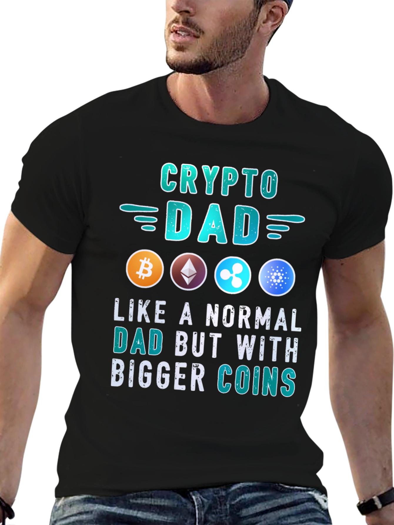 Crypto Dad T-Shirt: Bitcoin Ethereum Ripple Cardano