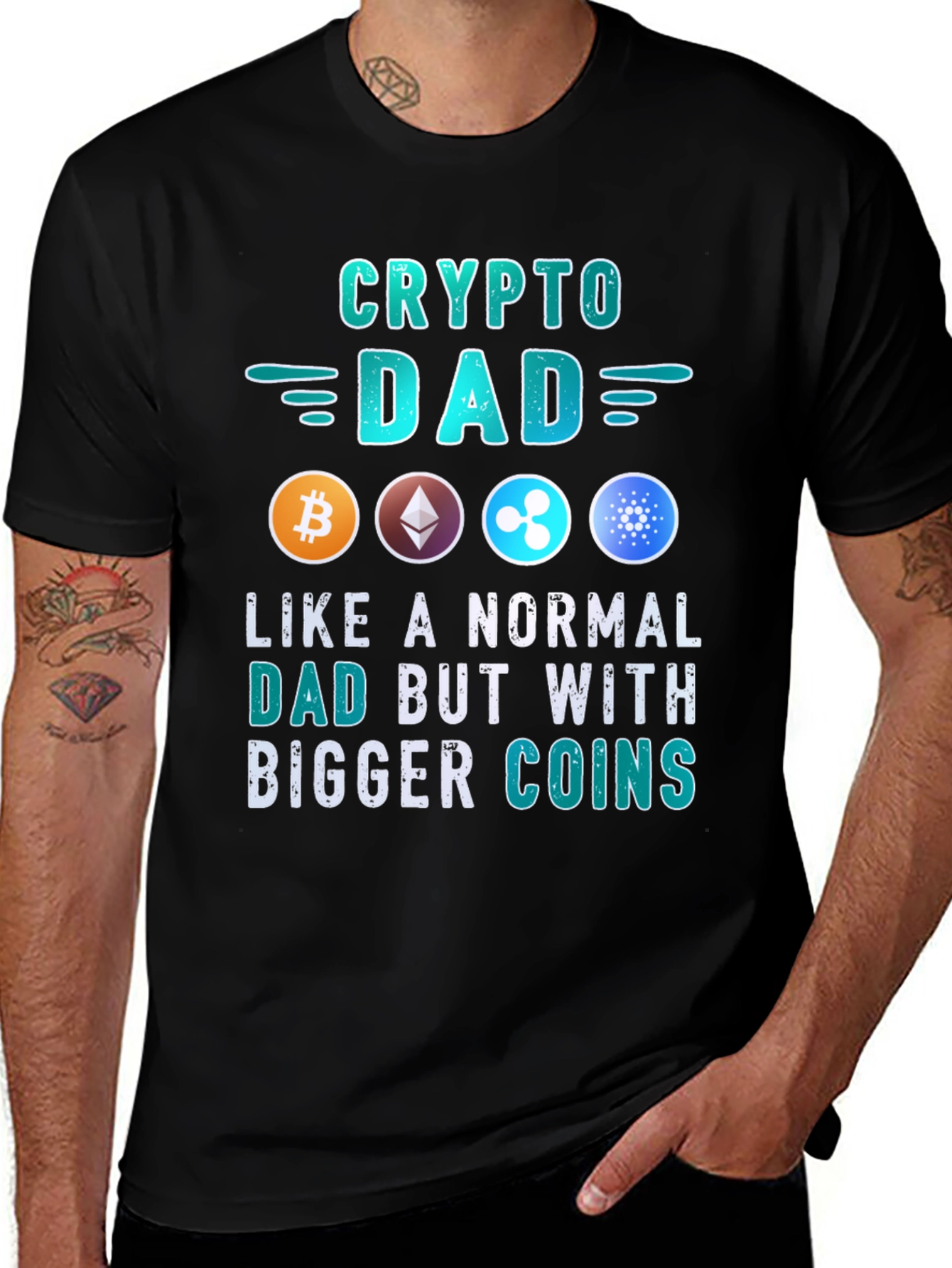 Crypto Dad T-Shirt: Bitcoin Ethereum Ripple Cardano
