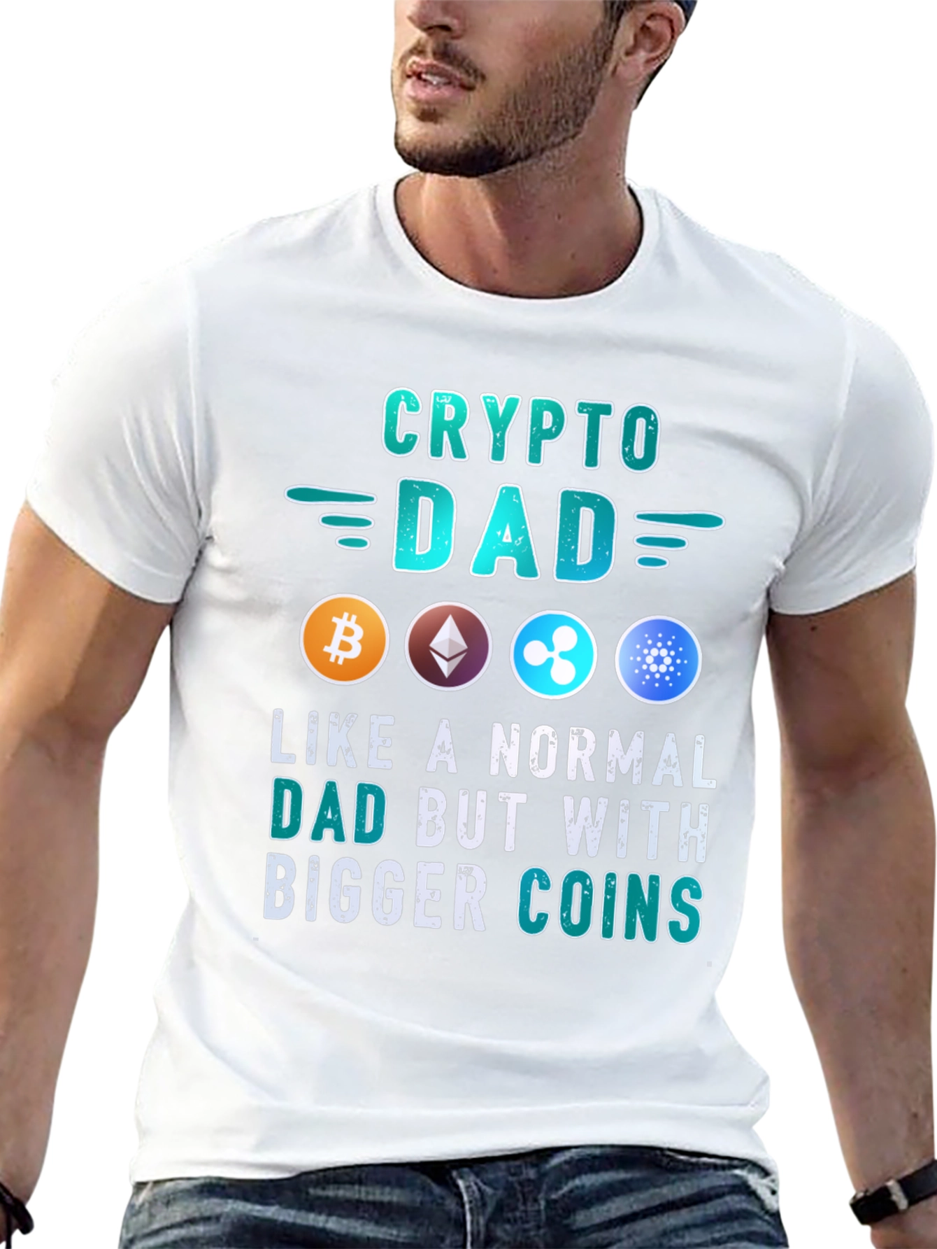 Crypto Dad T-Shirt: Bitcoin Ethereum Ripple Cardano