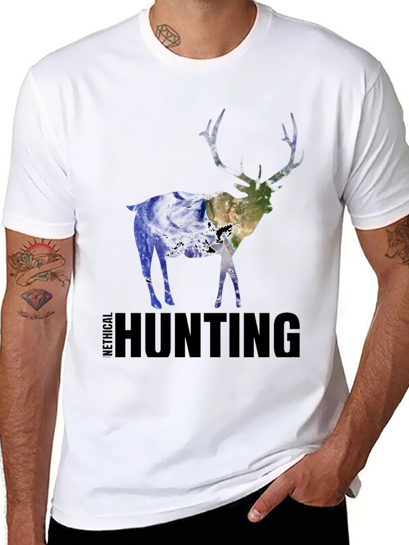 Ethical Hunting Deer Earth Graphic T-Shirt