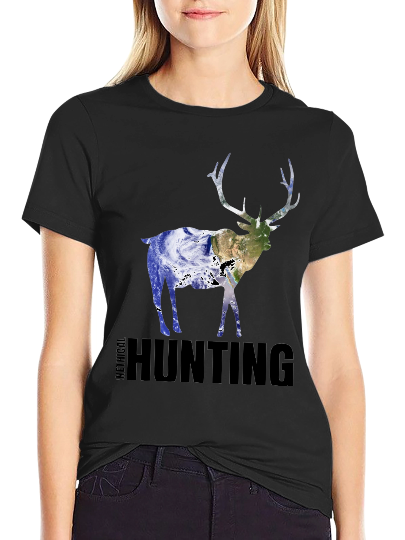 Ethical Hunting Deer Earth Graphic T-Shirt