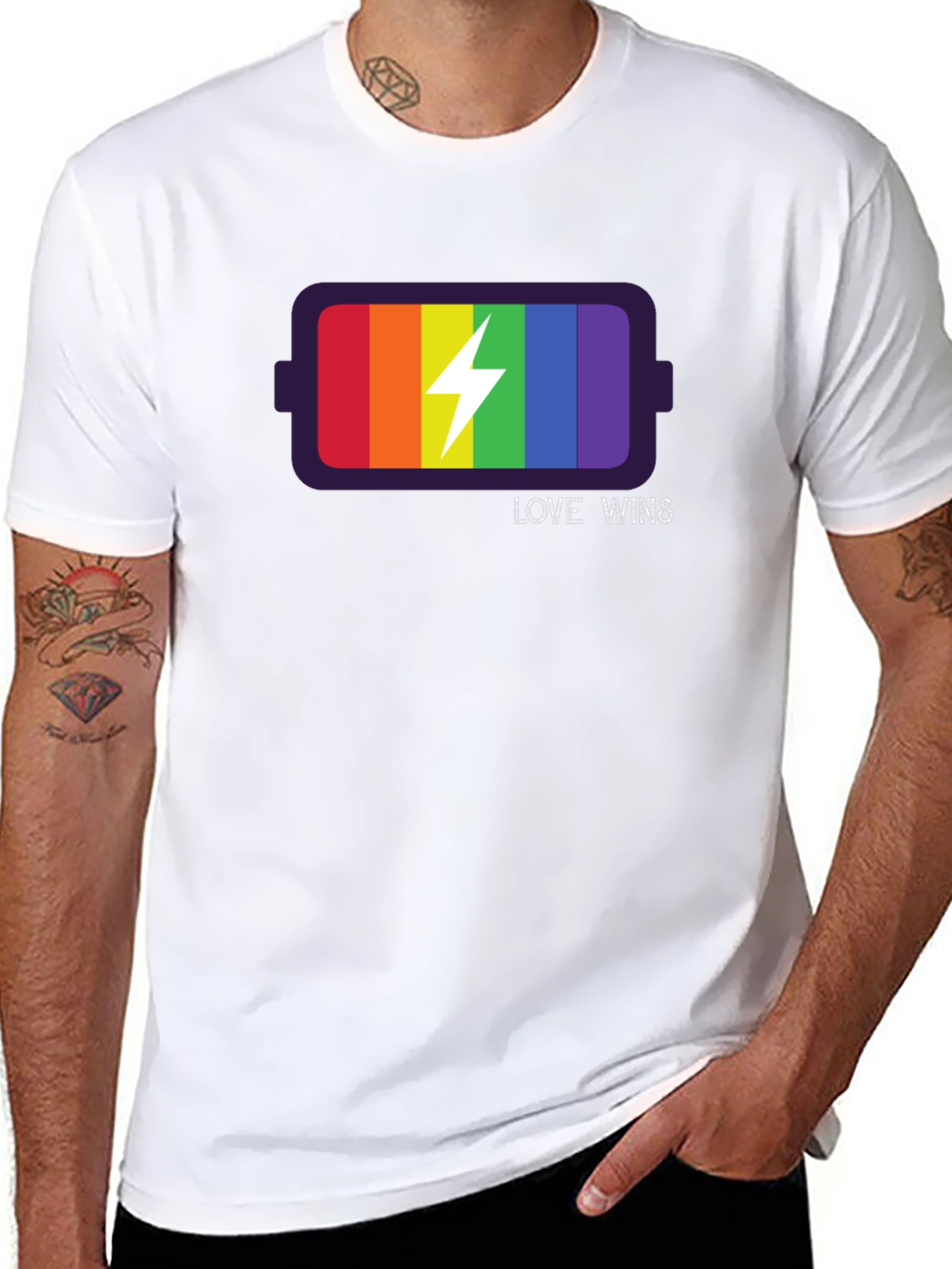 Love Wins LGBT Pride Rainbow Battery T-Shirt
