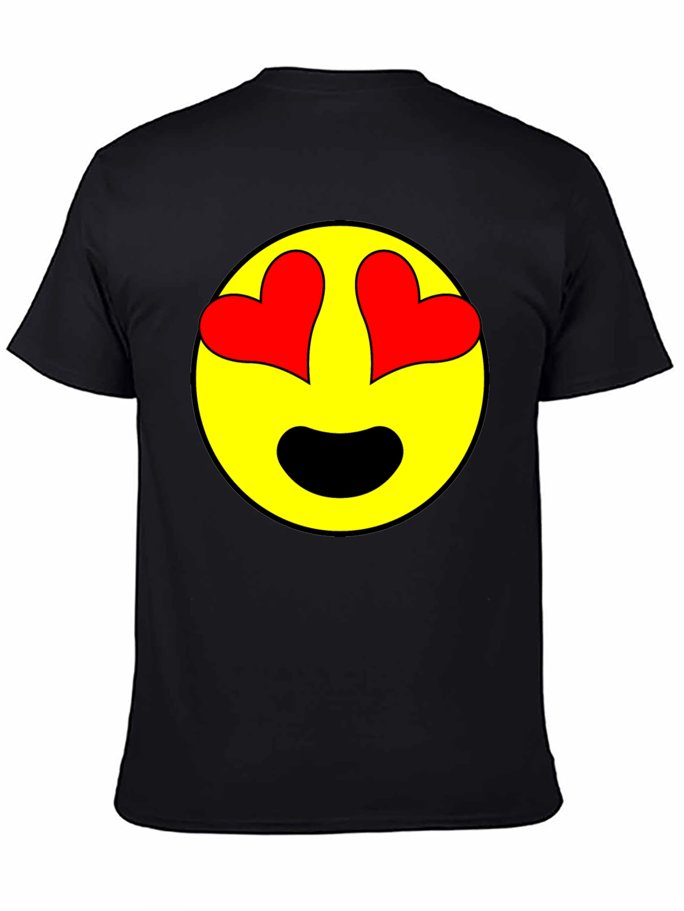 Emoji Heart Eyes Black T-Shirt