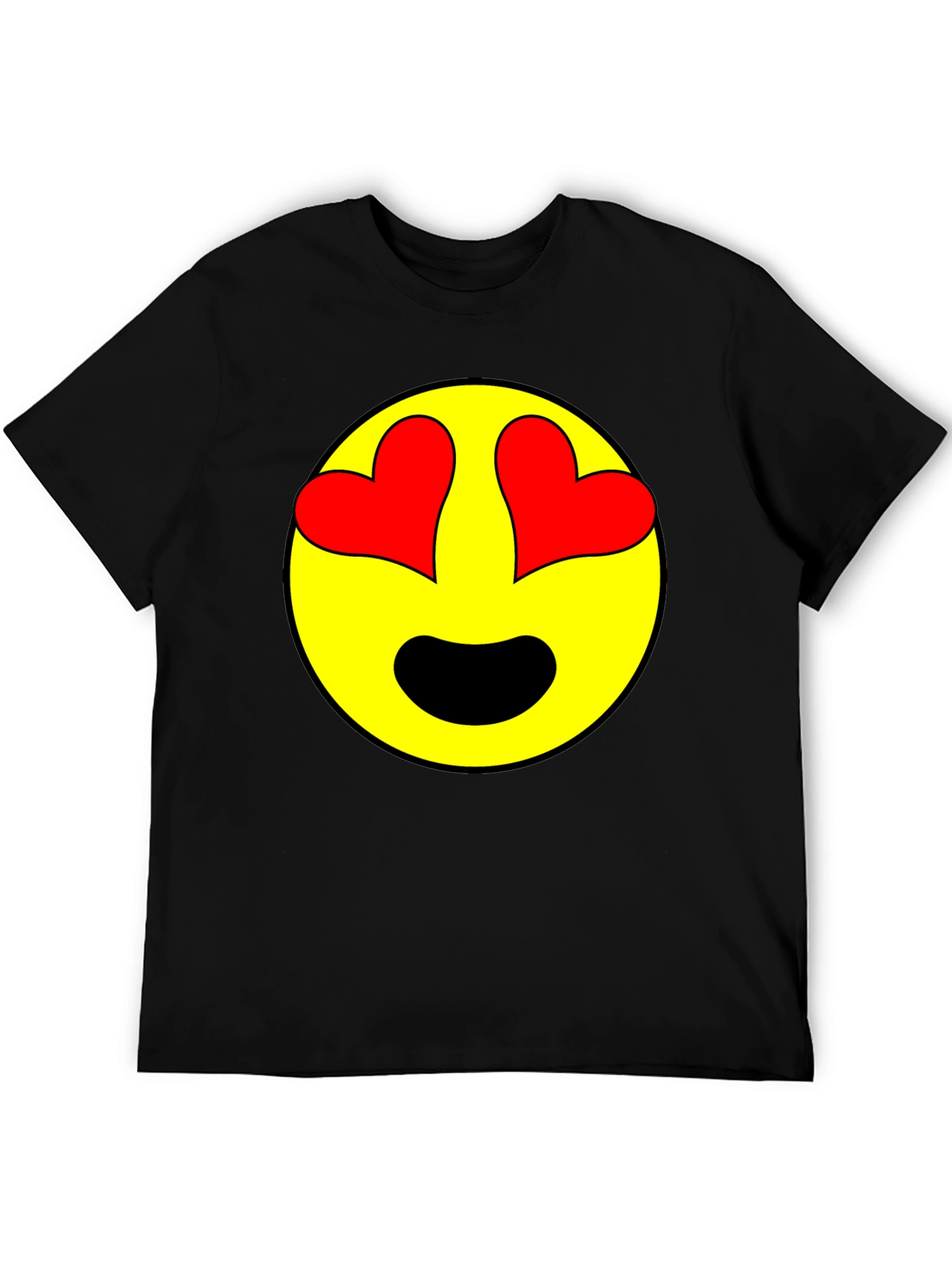 Emoji Heart Eyes Black T-Shirt
