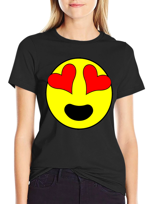 Emoji Heart Eyes Black T-Shirt