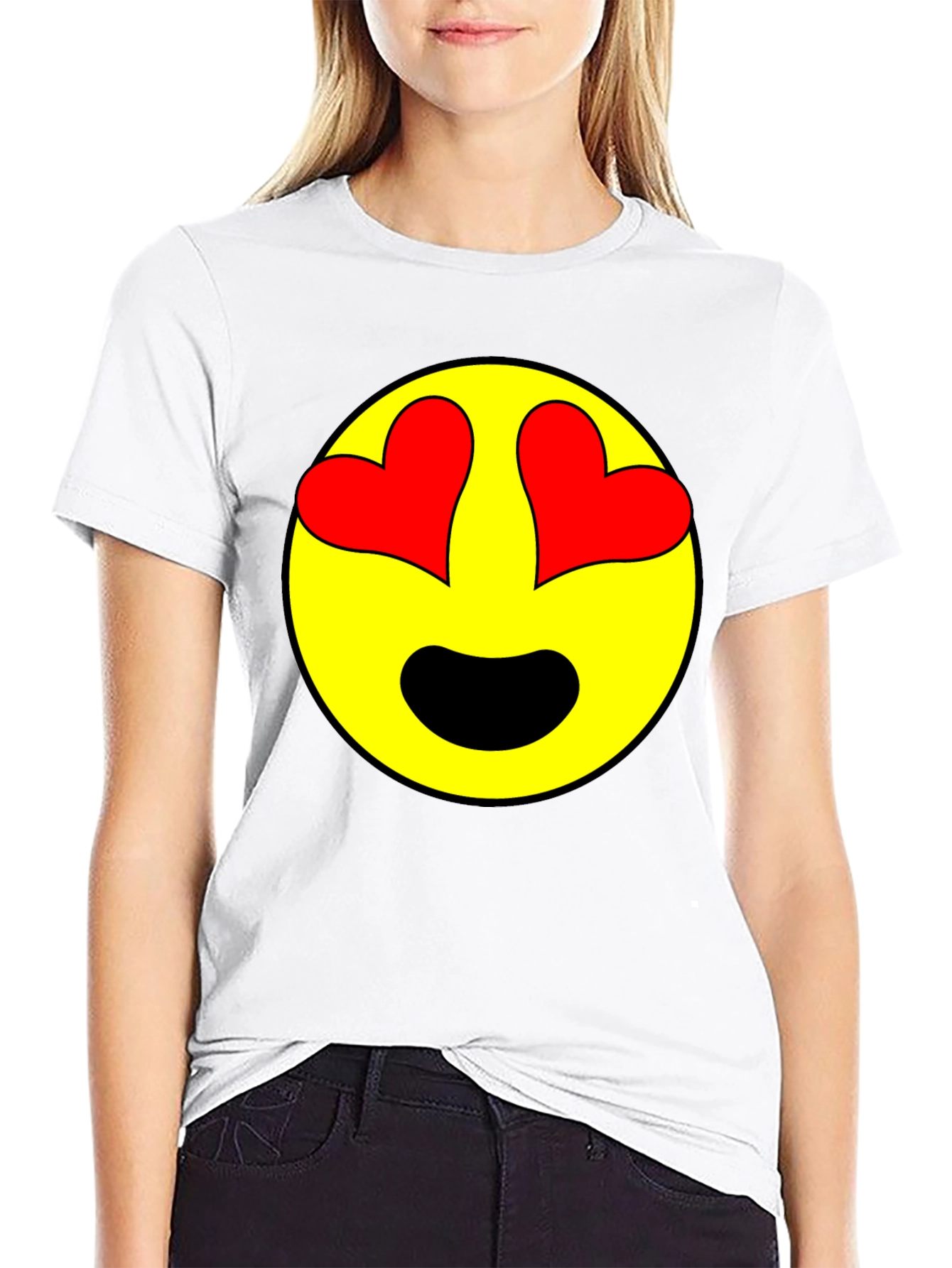 Emoji Heart Eyes Black T-Shirt