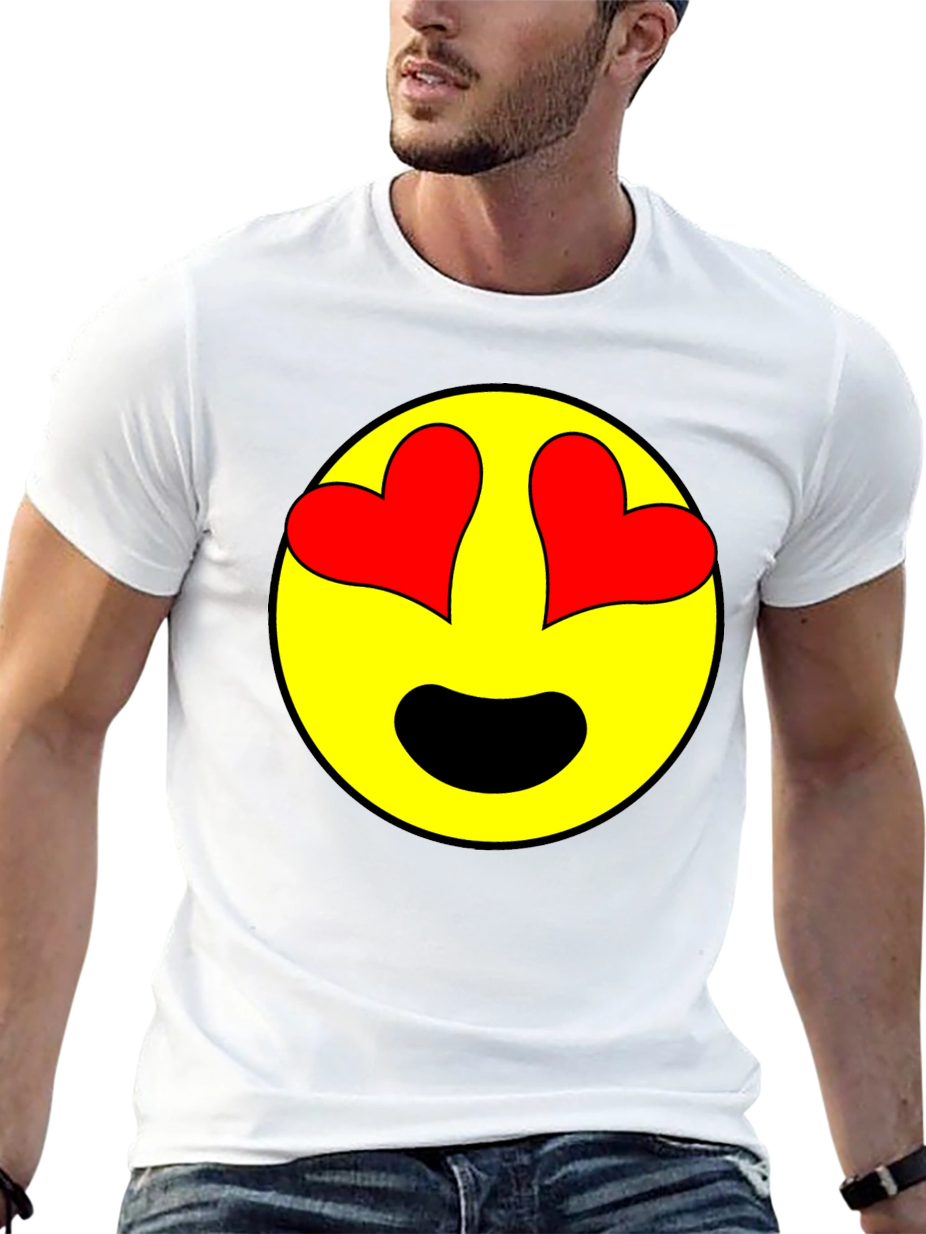 Emoji Heart Eyes Black T-Shirt