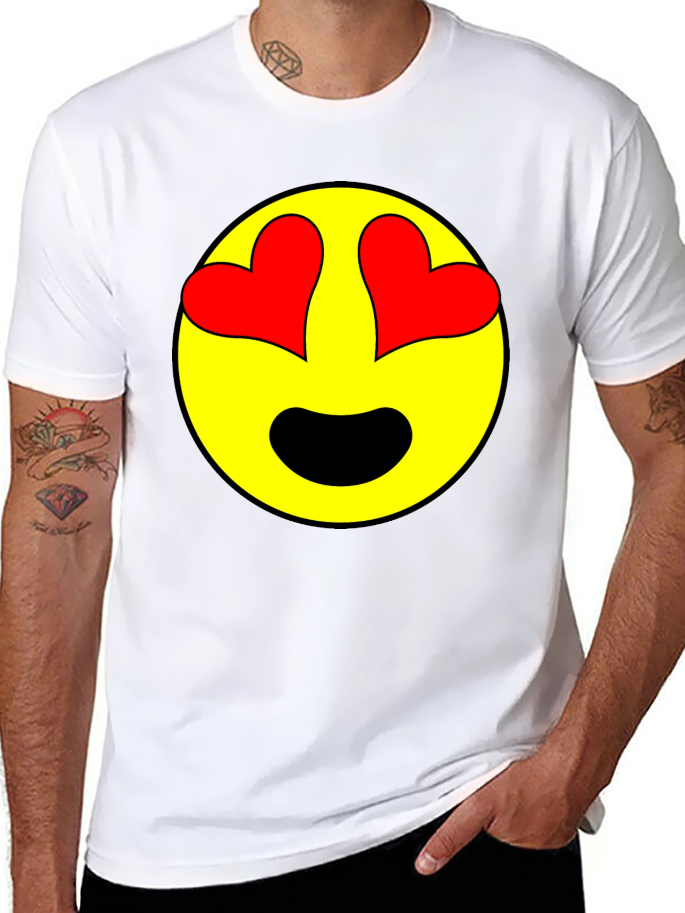 Emoji Heart Eyes Black T-Shirt