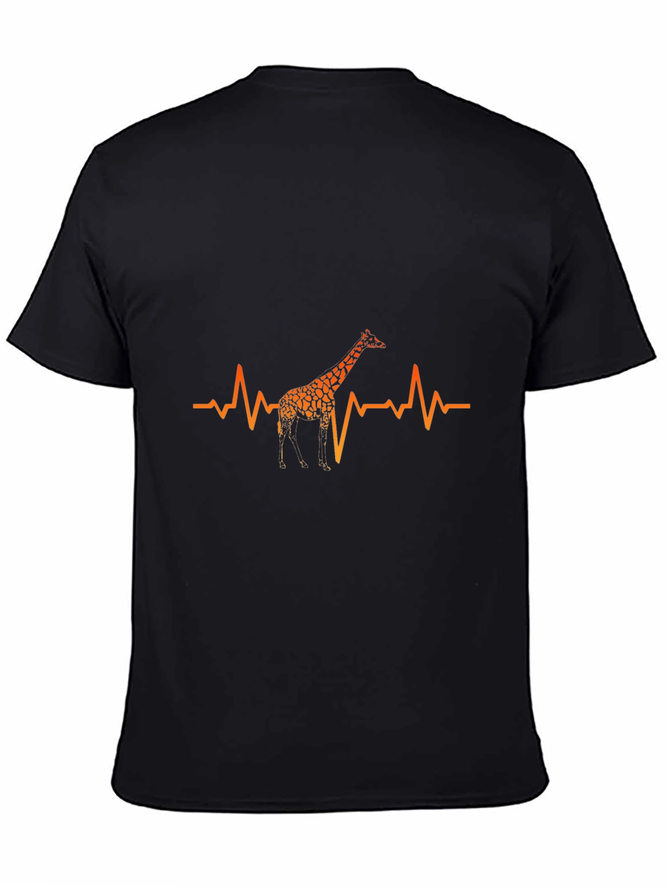 Giraffe Heartbeat Graphic Black T-Shirt