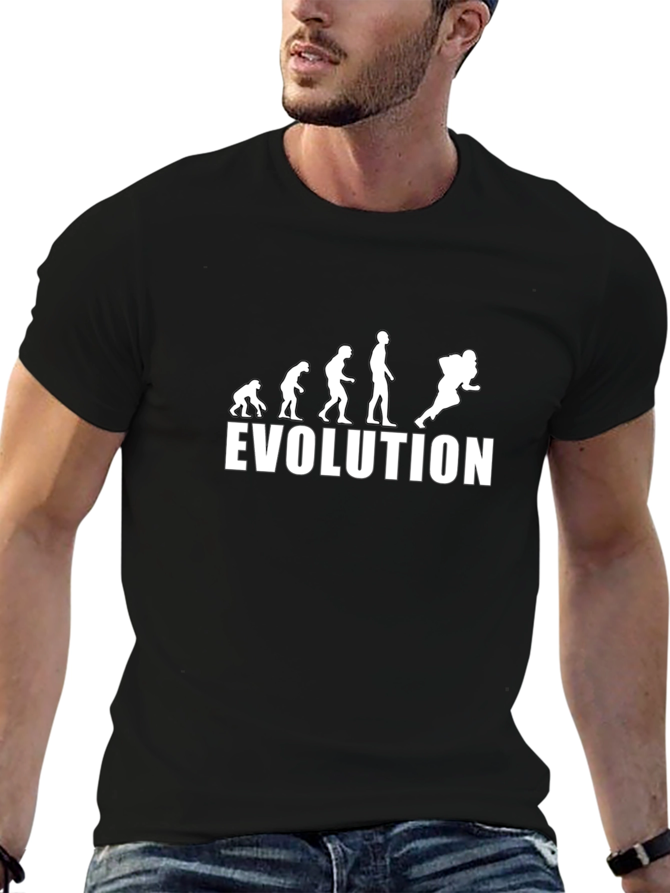 Evolution of Football T-Shirt - Black Cotton Tee