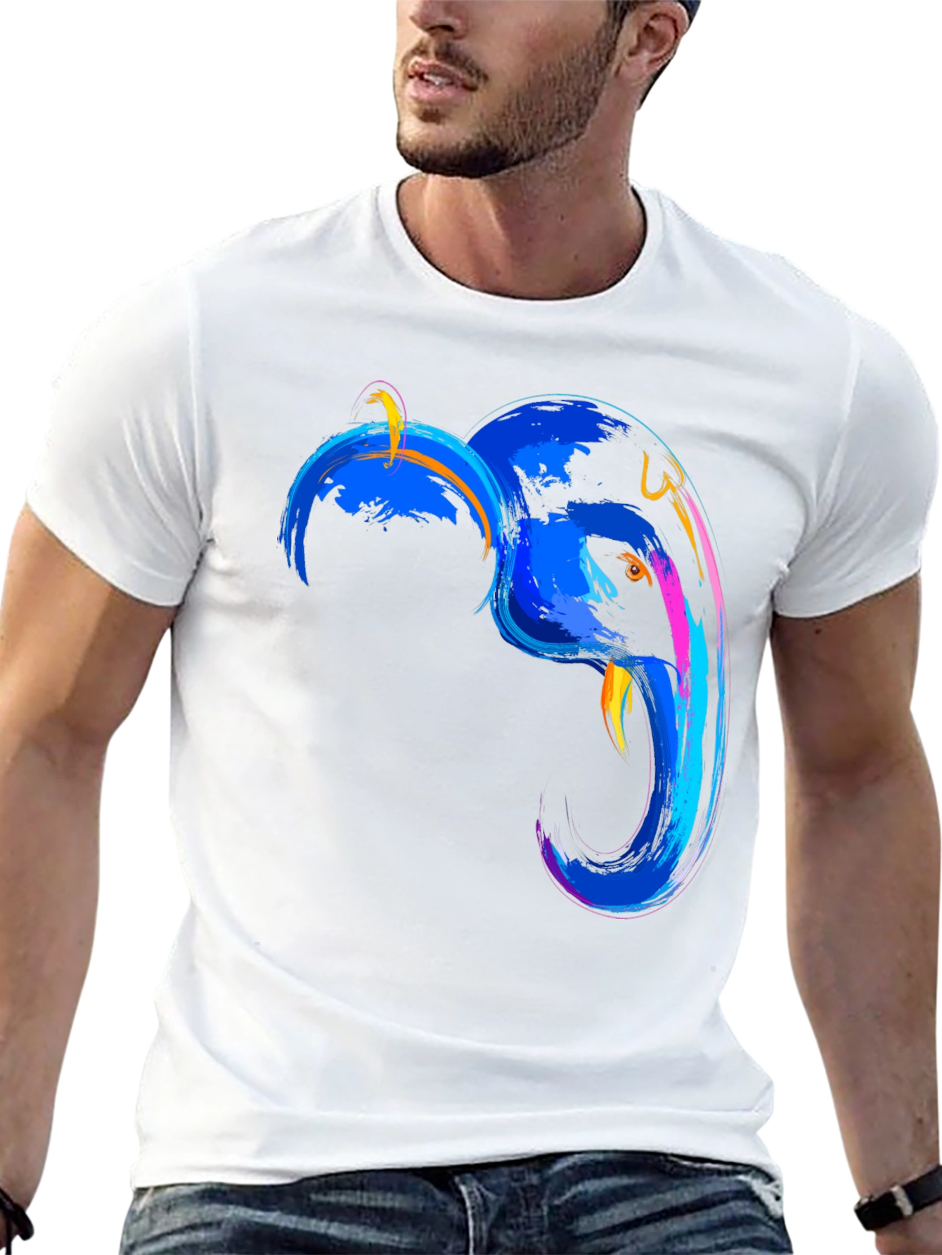 Abstract Elephant Graphic Tee - Mens Black T-Shirt