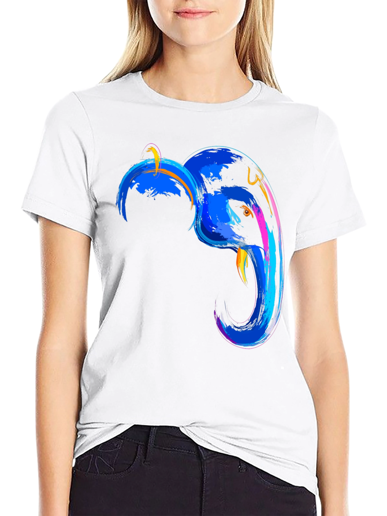 Abstract Elephant Graphic Tee - Mens Black T-Shirt