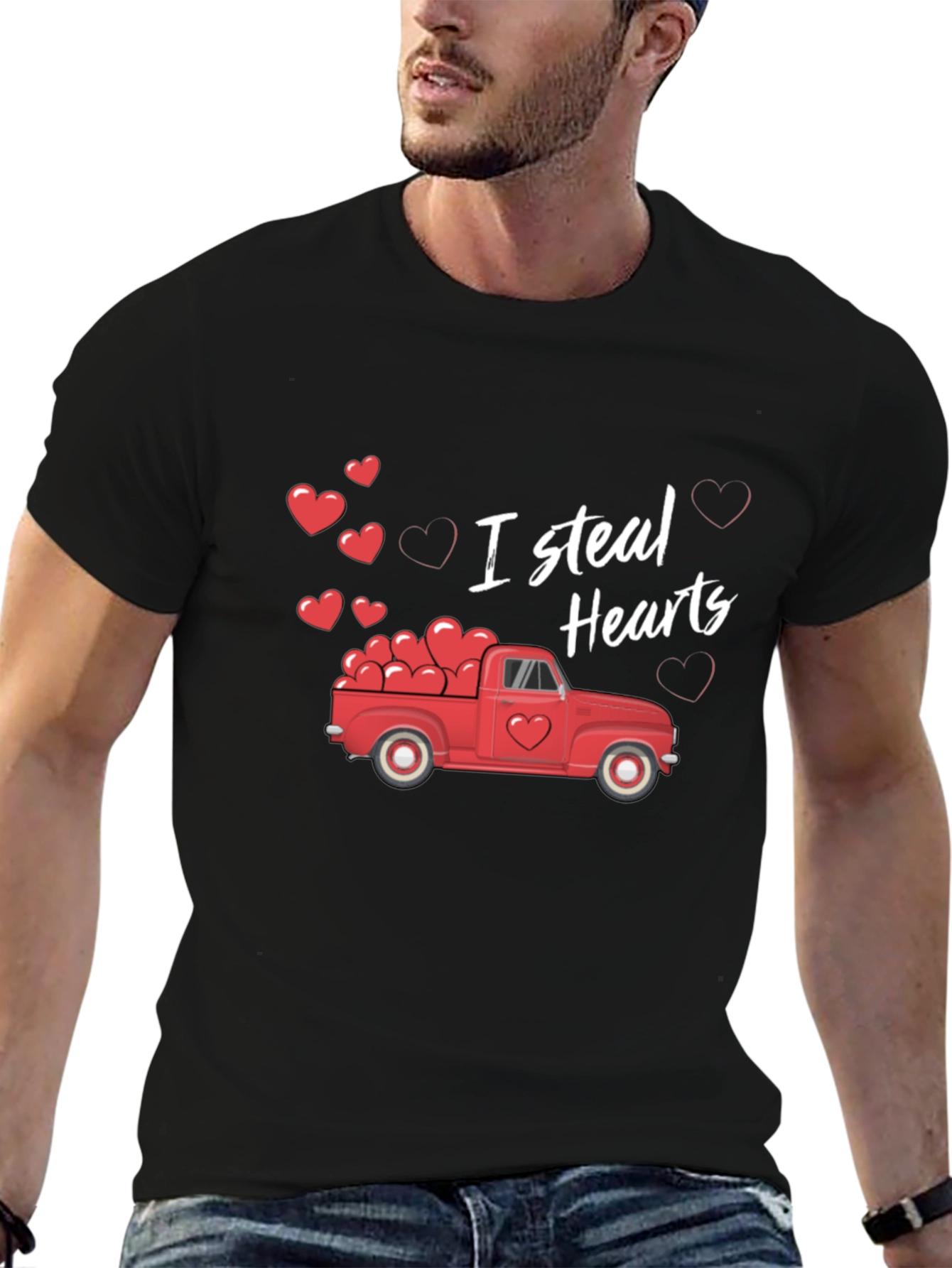 I Steal Hearts Valentines Day Truck Graphic Tee