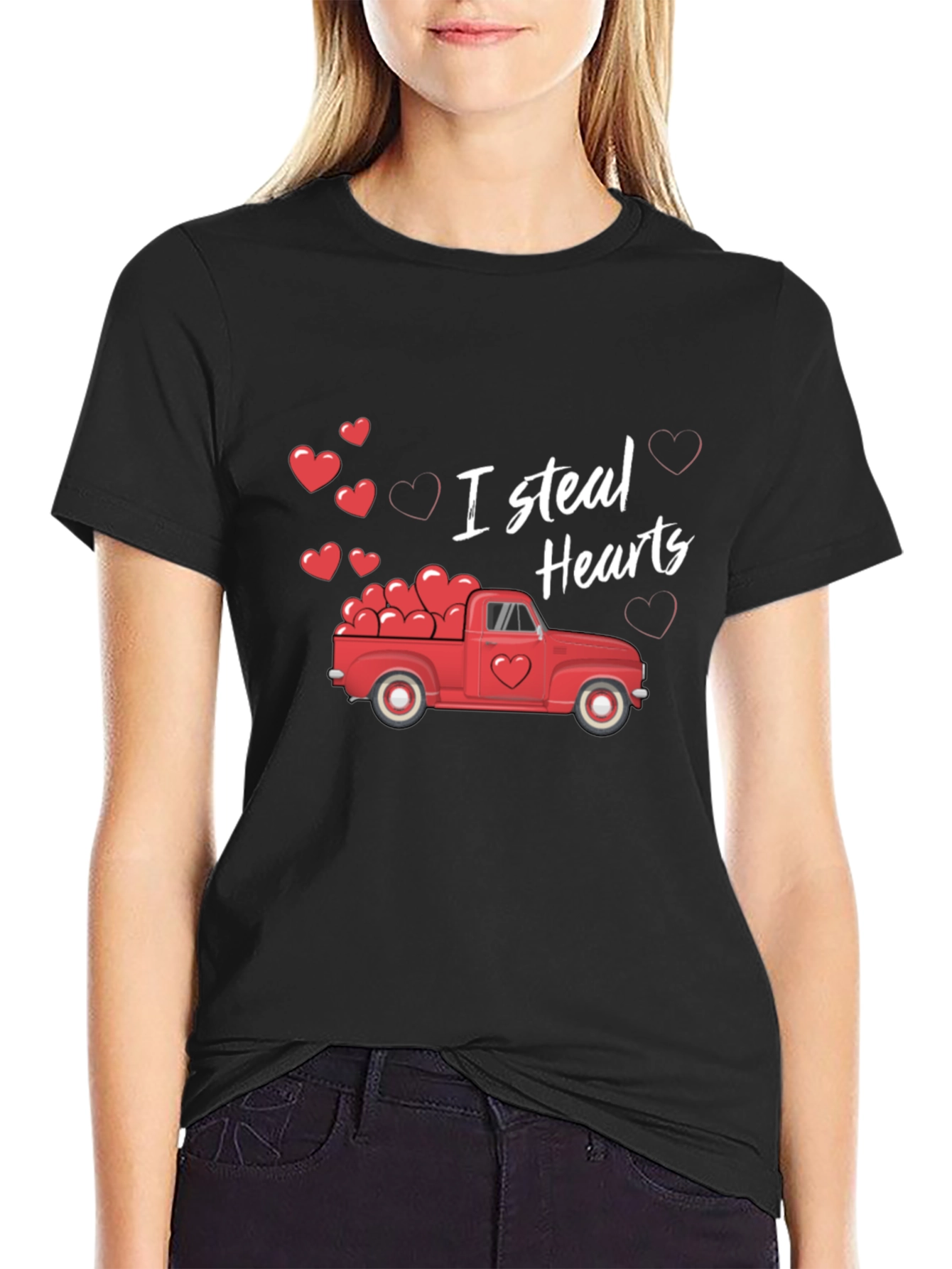 I Steal Hearts Valentines Day Truck Graphic Tee
