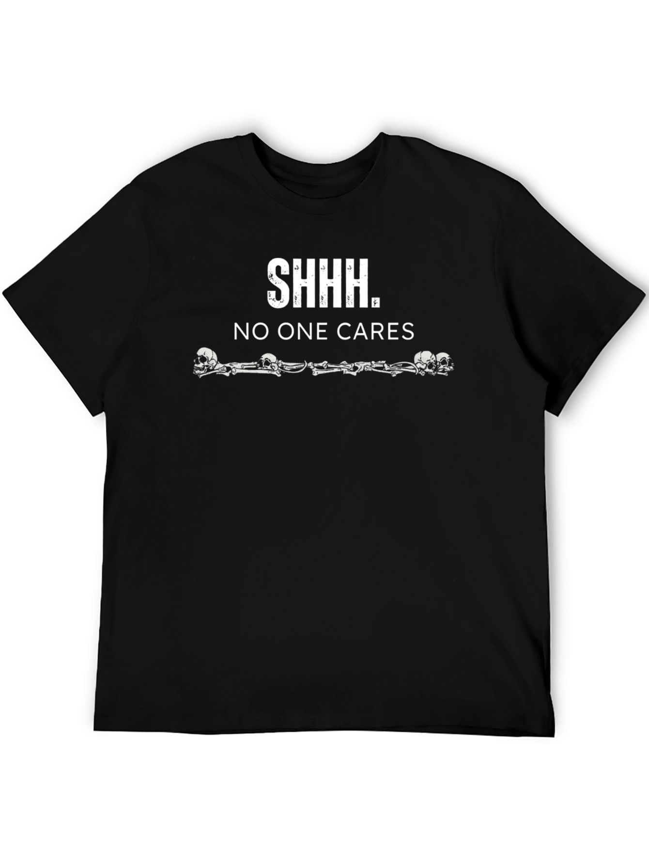 Shhh No One Cares Graphic T-Shirt - Black