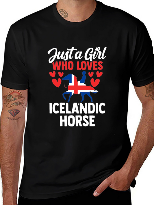 Just a Girl Who Loves Icelandic Horses Black T-Shirt