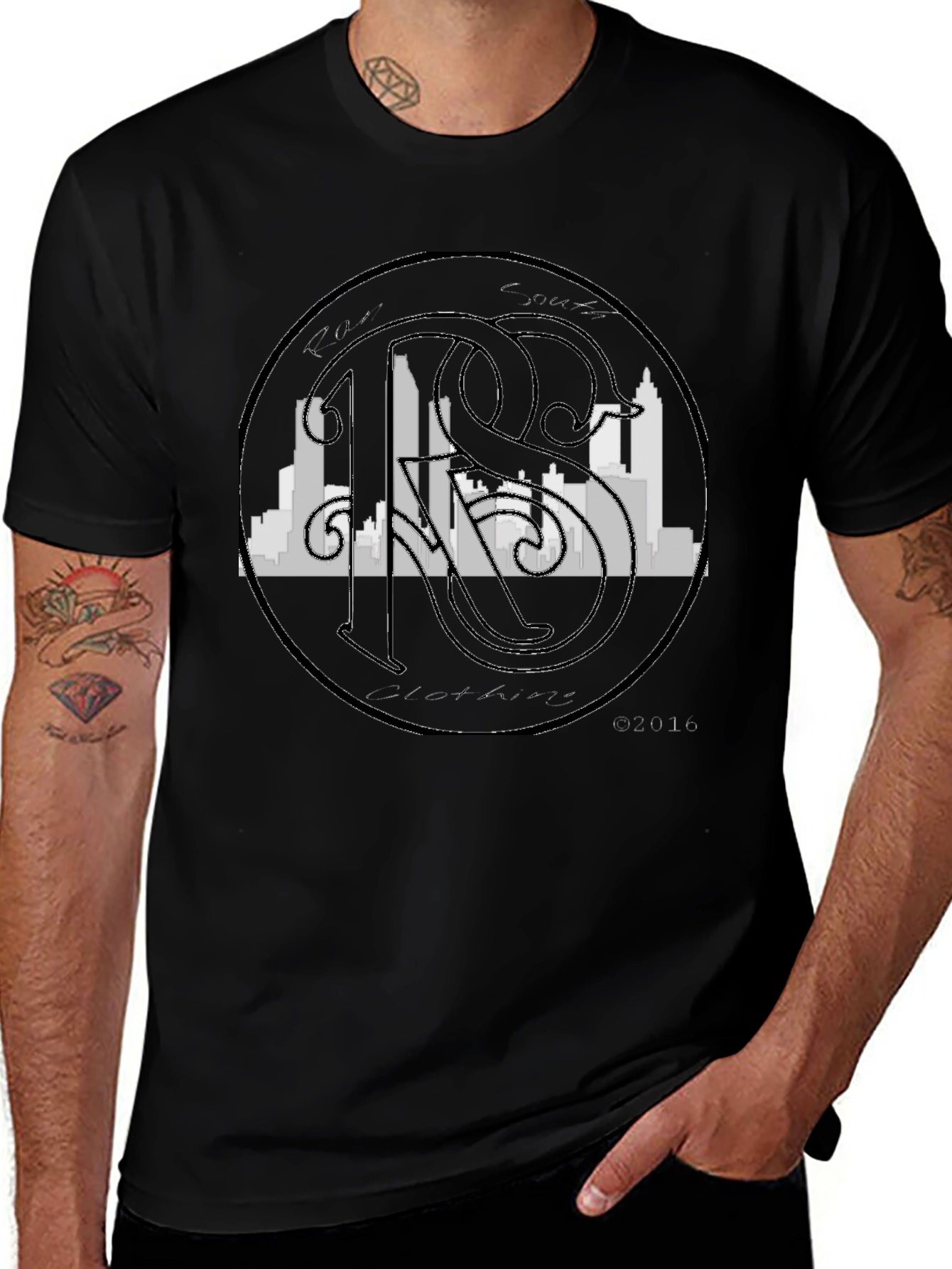 Retro Skyline Graphic Tee - Black