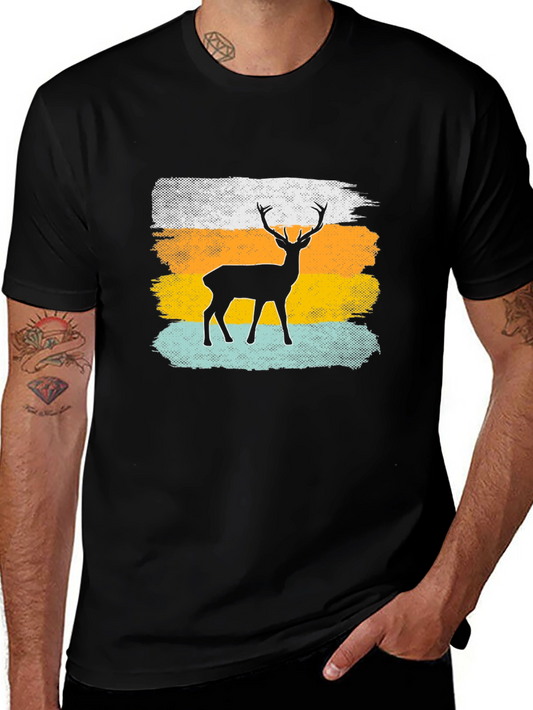 Retro Deer Graphic Tee - Mens Black T-Shirt