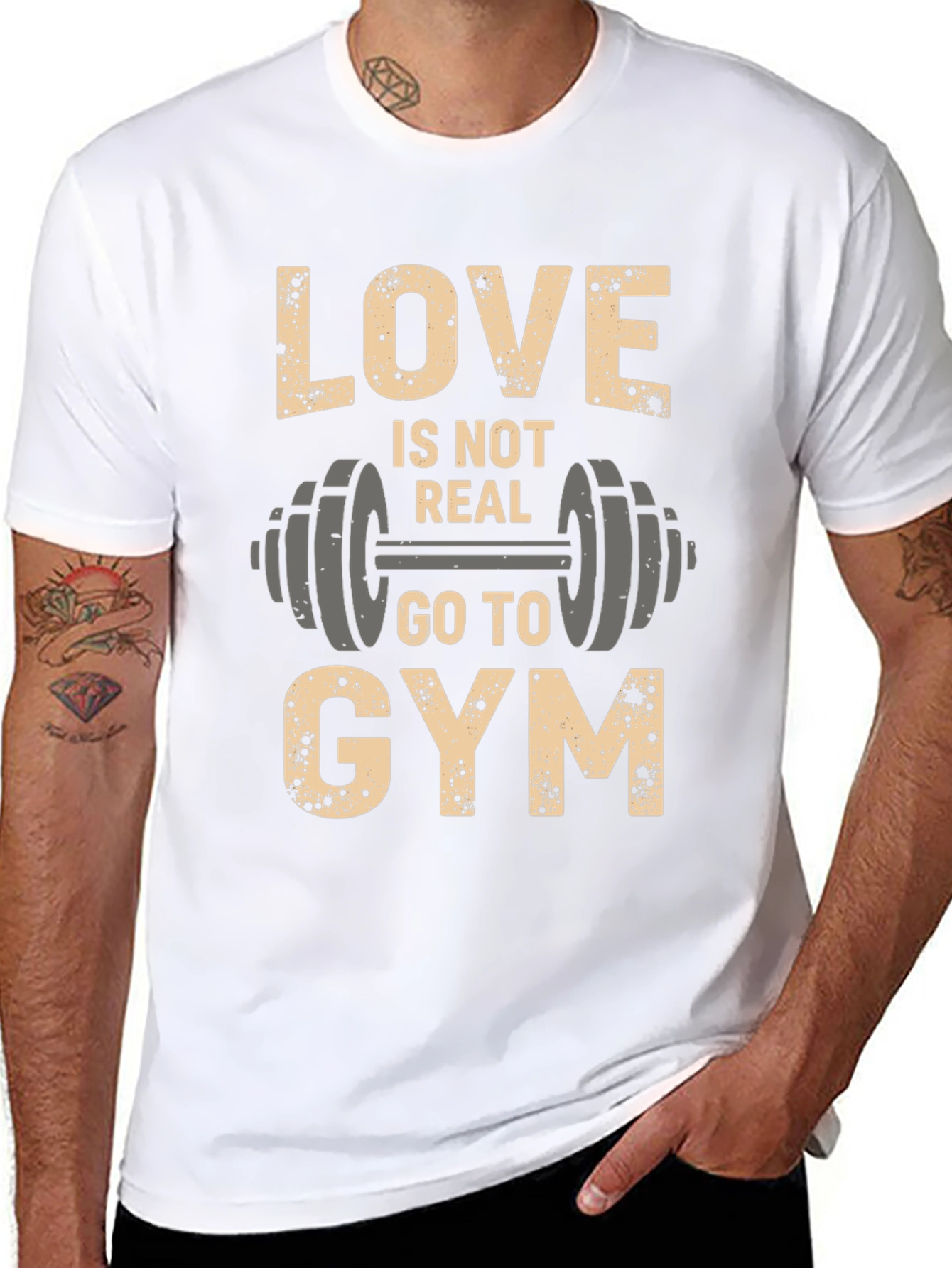 Love Is Not Real Go to Gym Black T-Shirt