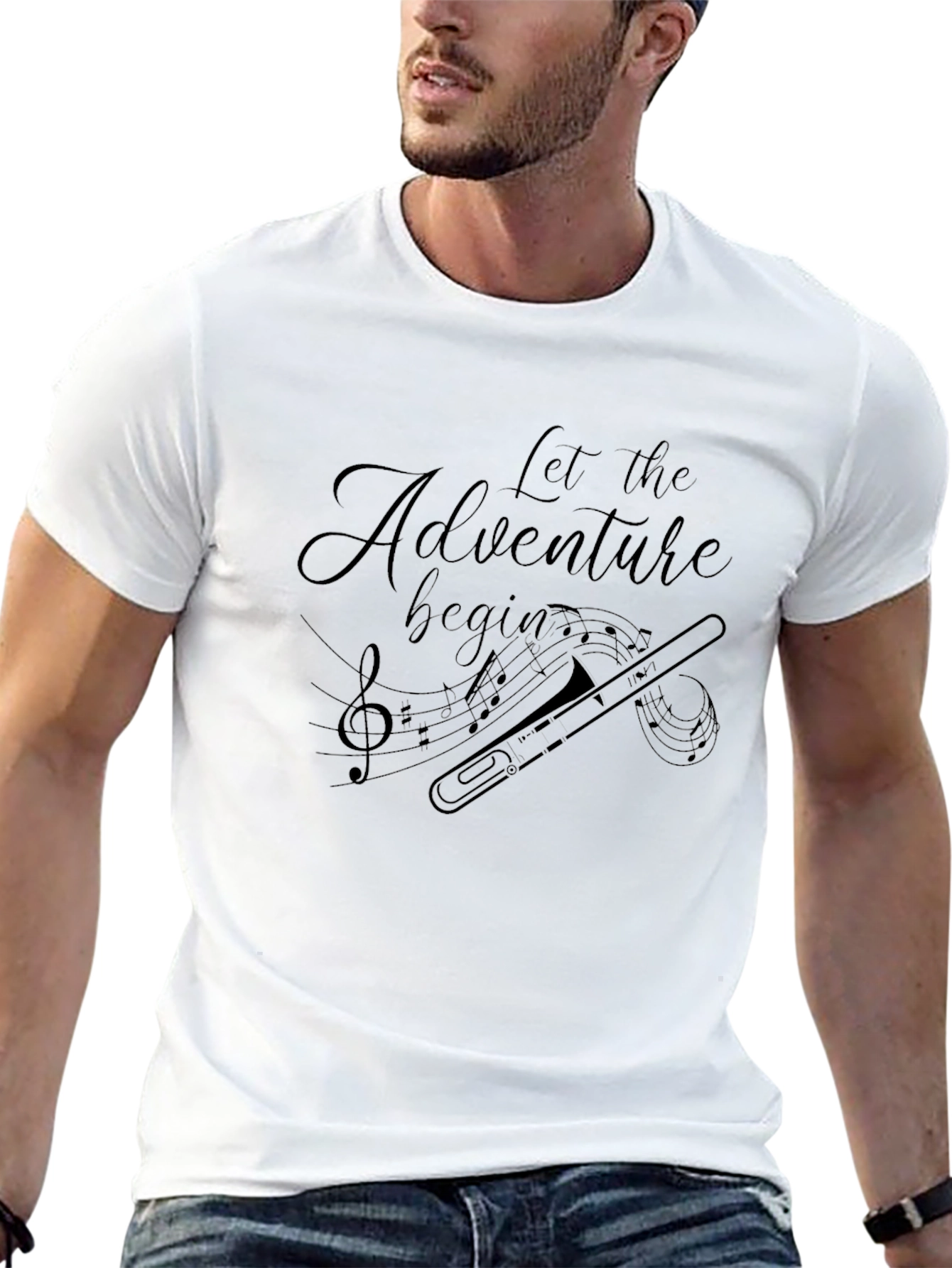 Adventure Begins Trombone Graphic Tee - Black