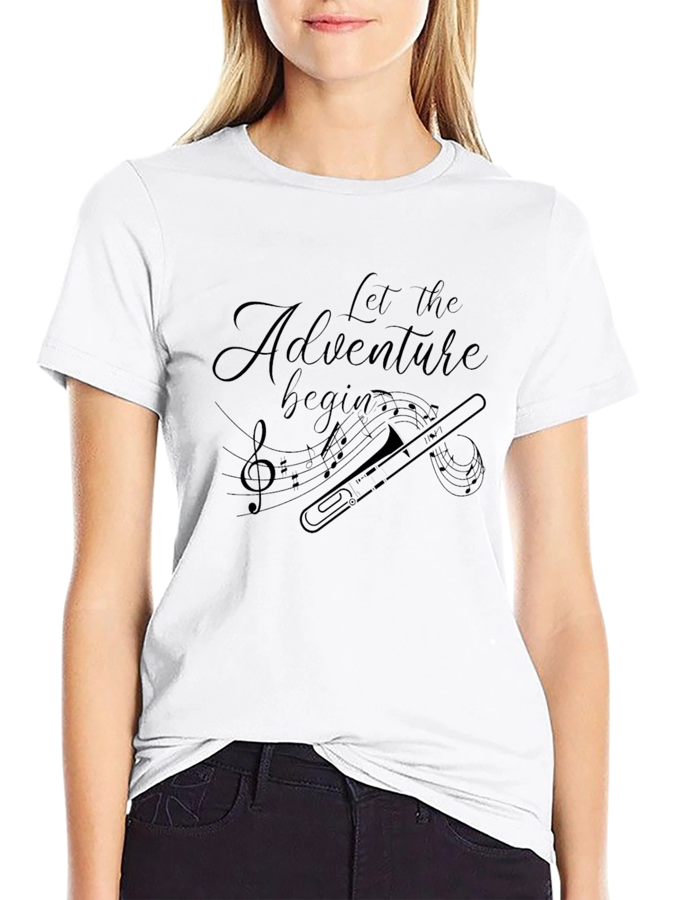 Adventure Begins Trombone Graphic Tee - Black