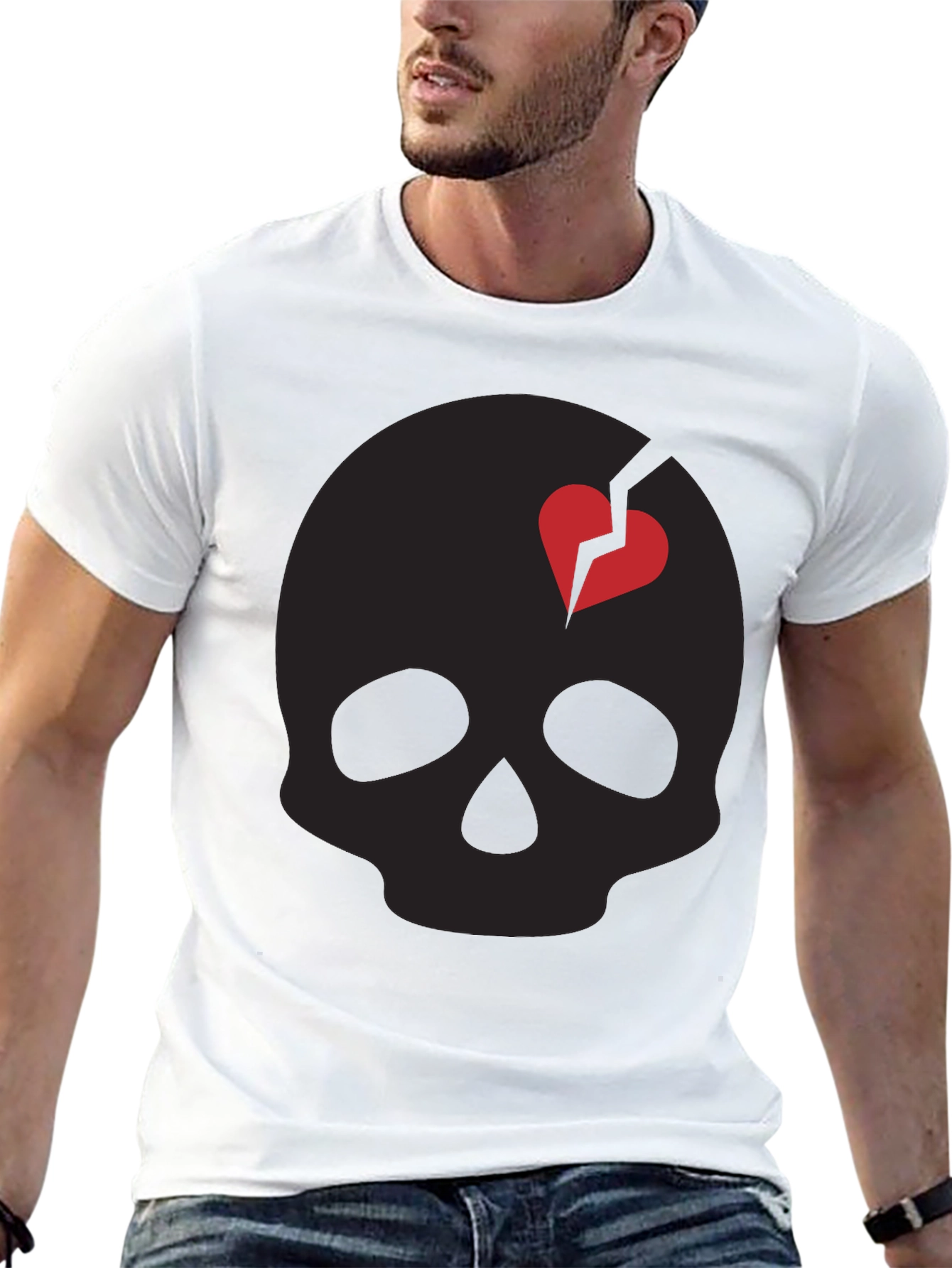 Skull With Broken Heart Graphic Tee