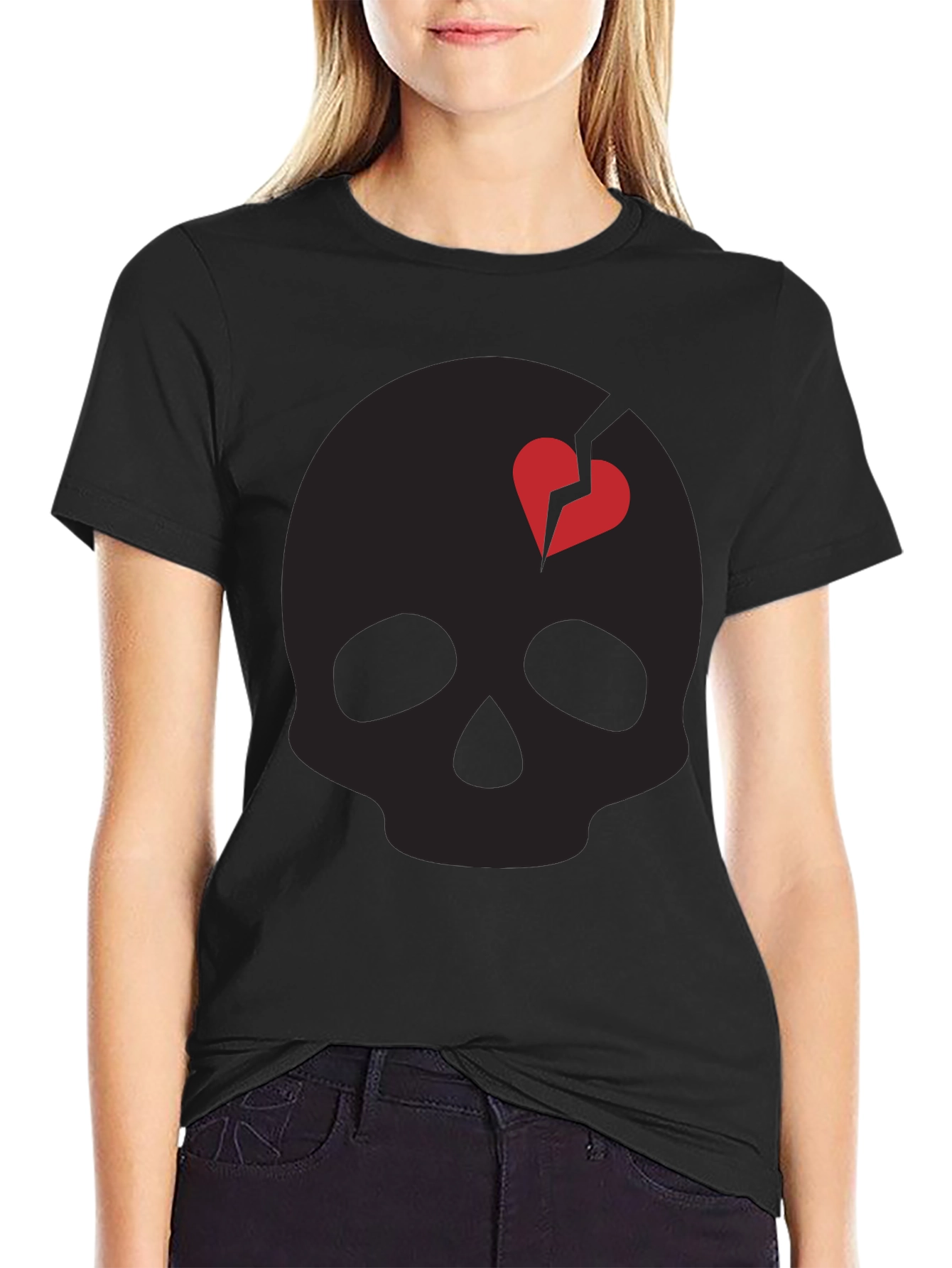 Skull With Broken Heart Graphic Tee