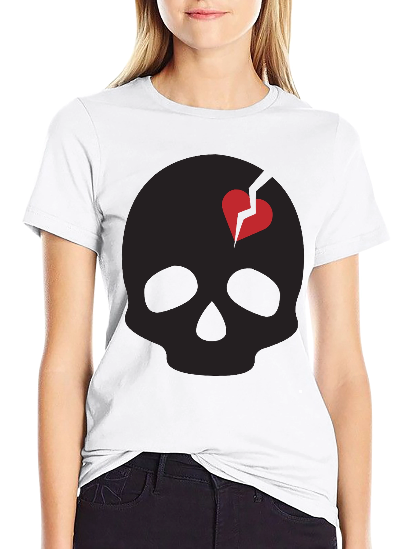 Skull With Broken Heart Graphic Tee