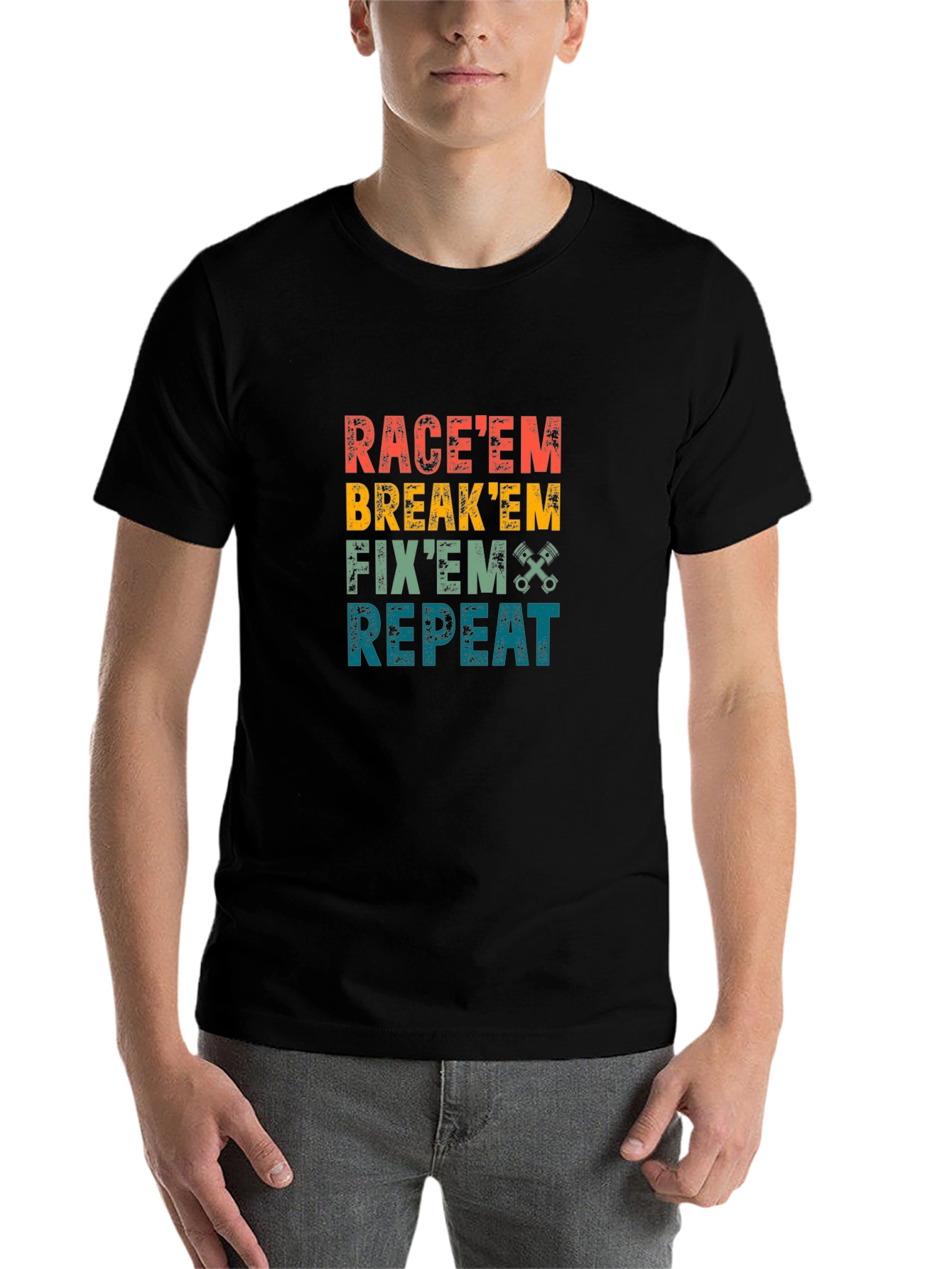 Raceem Breakem Fixem Repeat Graphic Tee