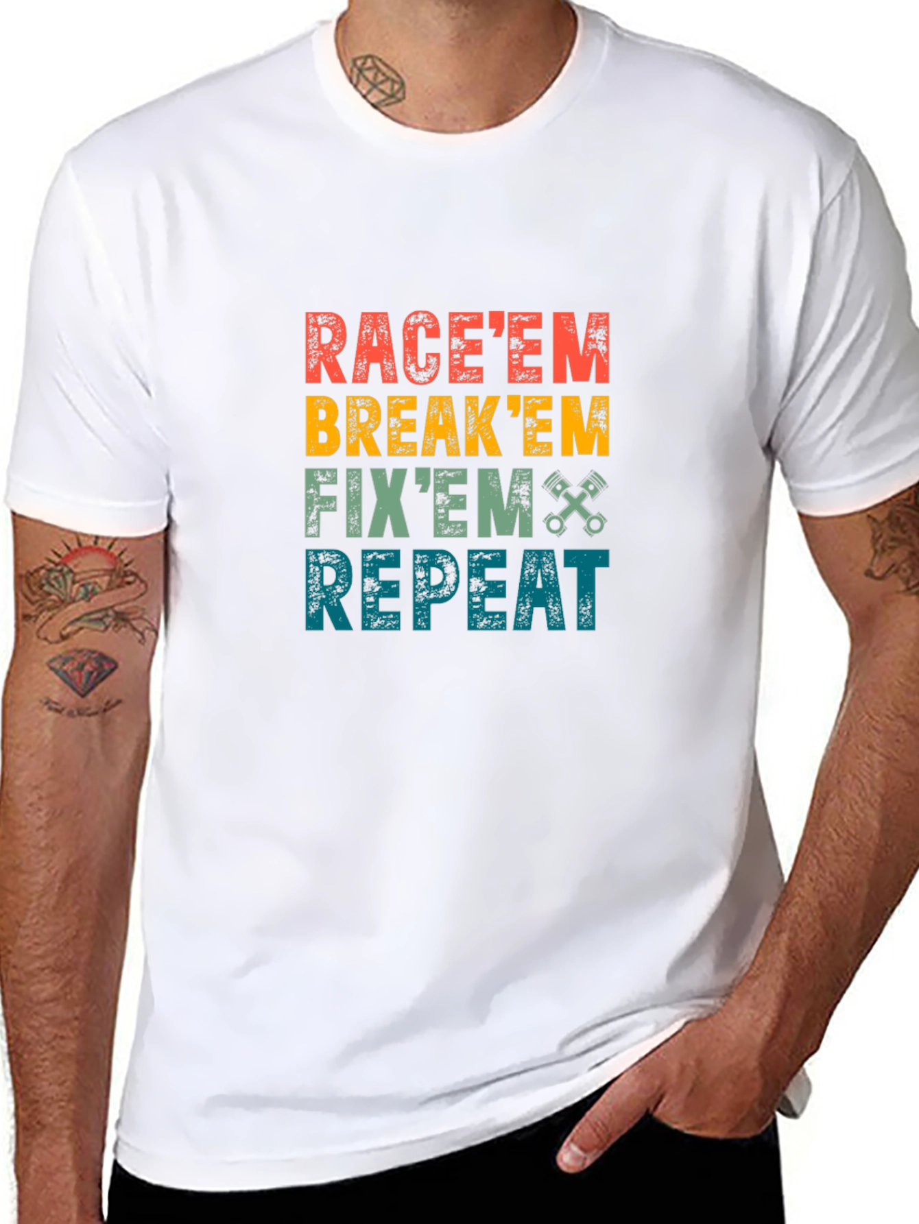 Raceem Breakem Fixem Repeat Graphic Tee