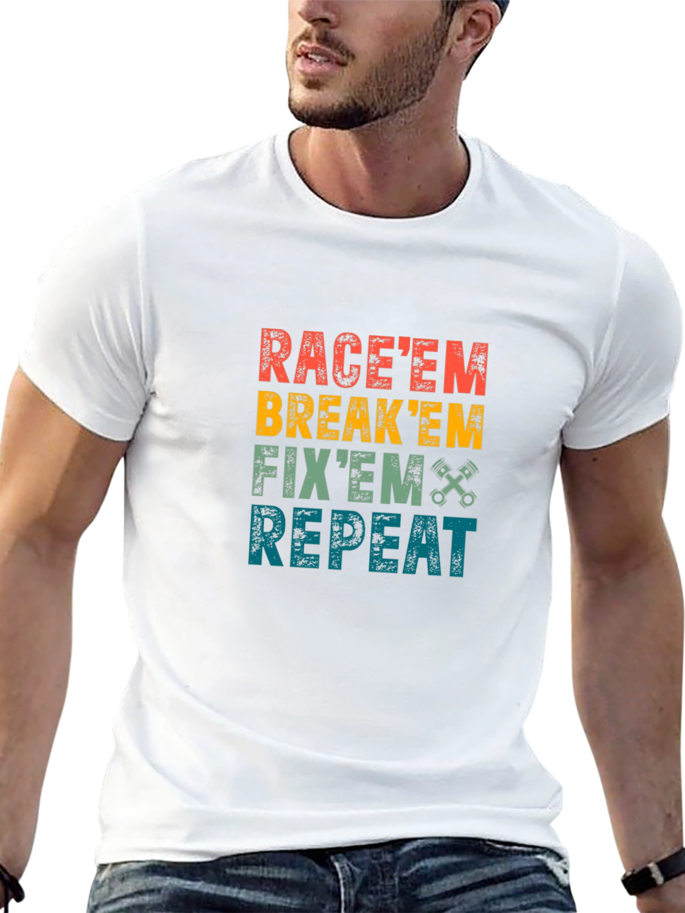 Raceem Breakem Fixem Repeat Graphic Tee