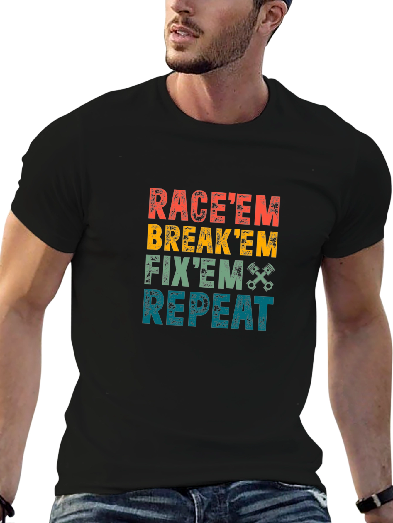 Raceem Breakem Fixem Repeat Graphic Tee