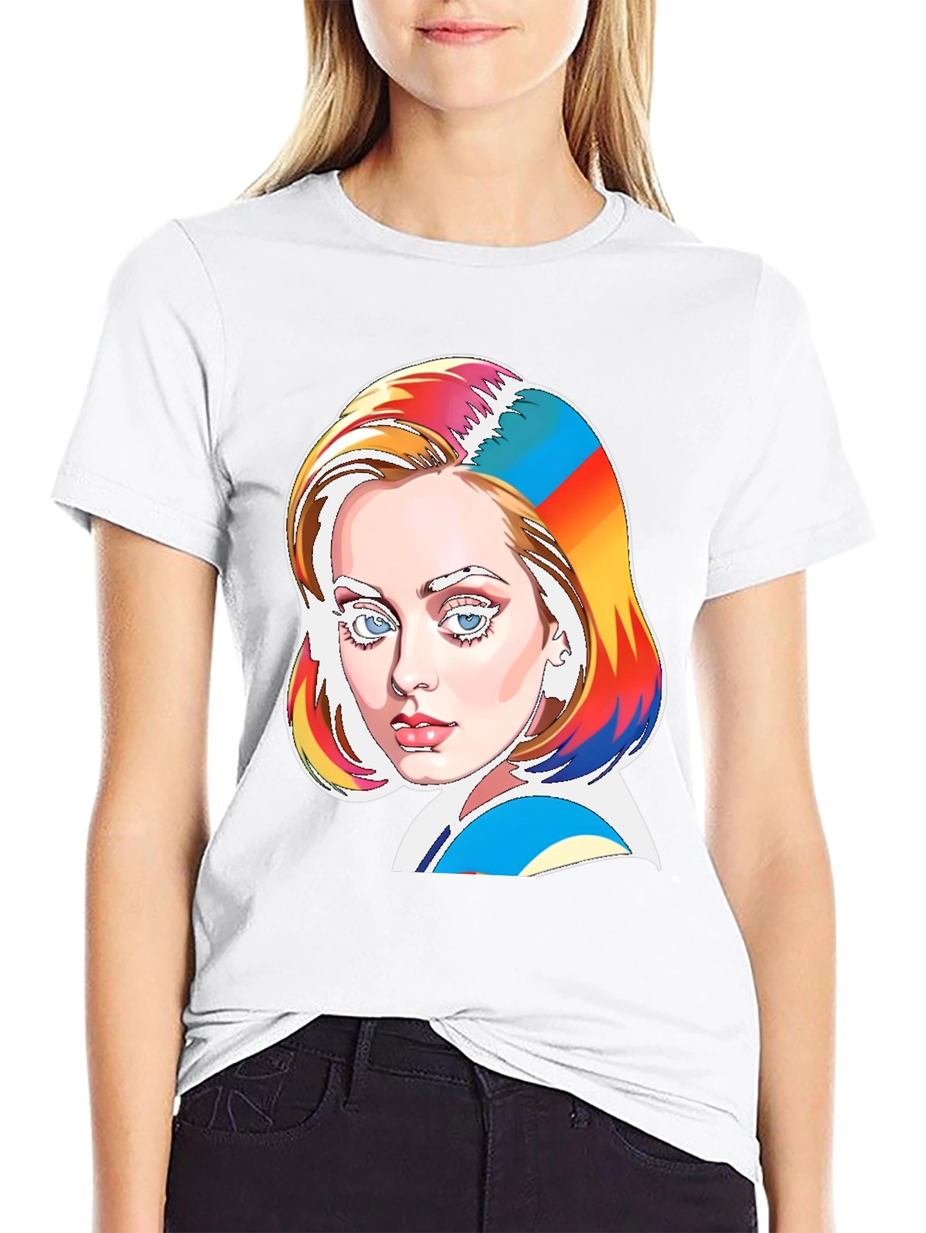 Vibrant Adele Pop Art Black T-Shirt