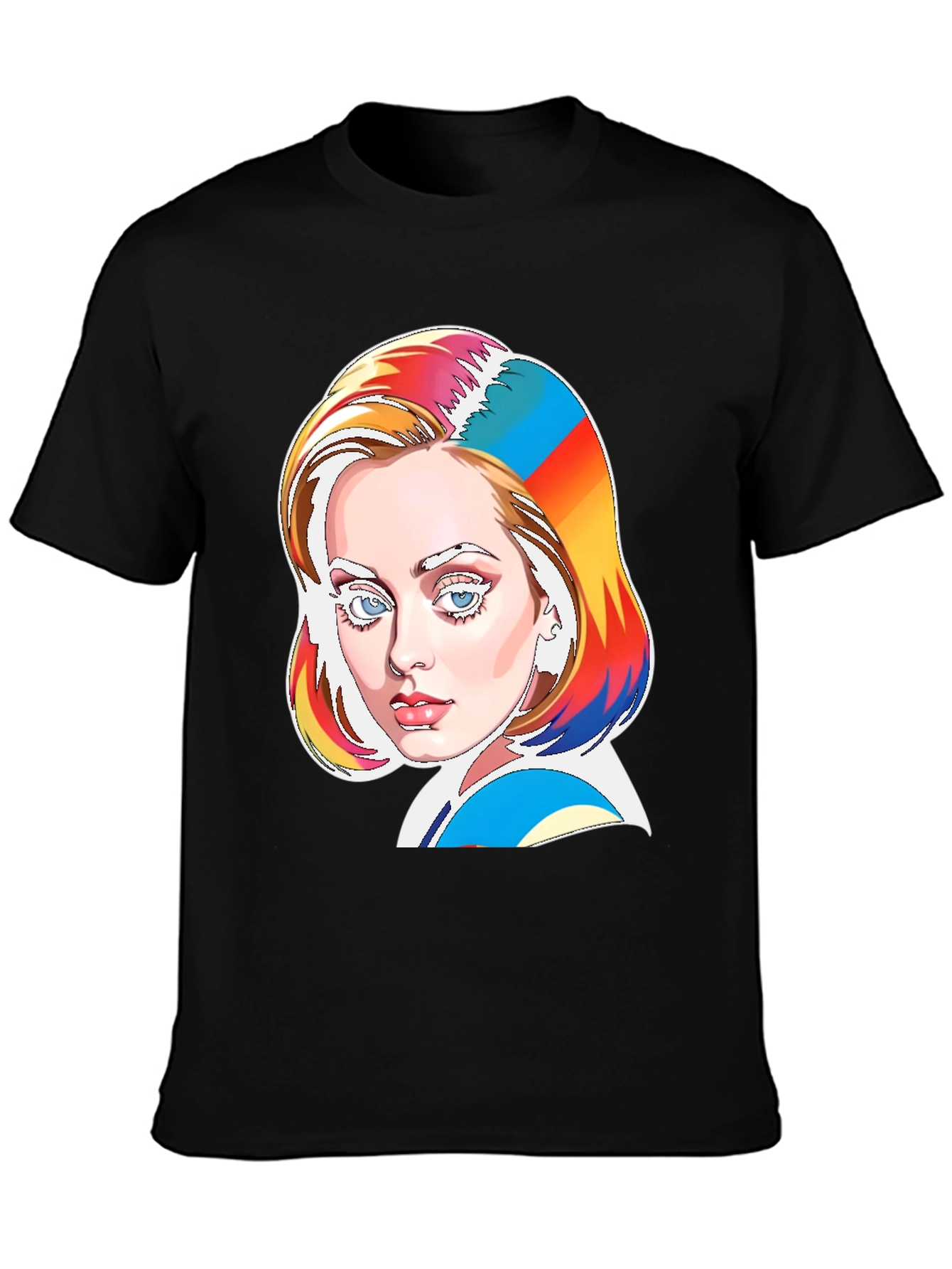 Vibrant Adele Pop Art Black T-Shirt