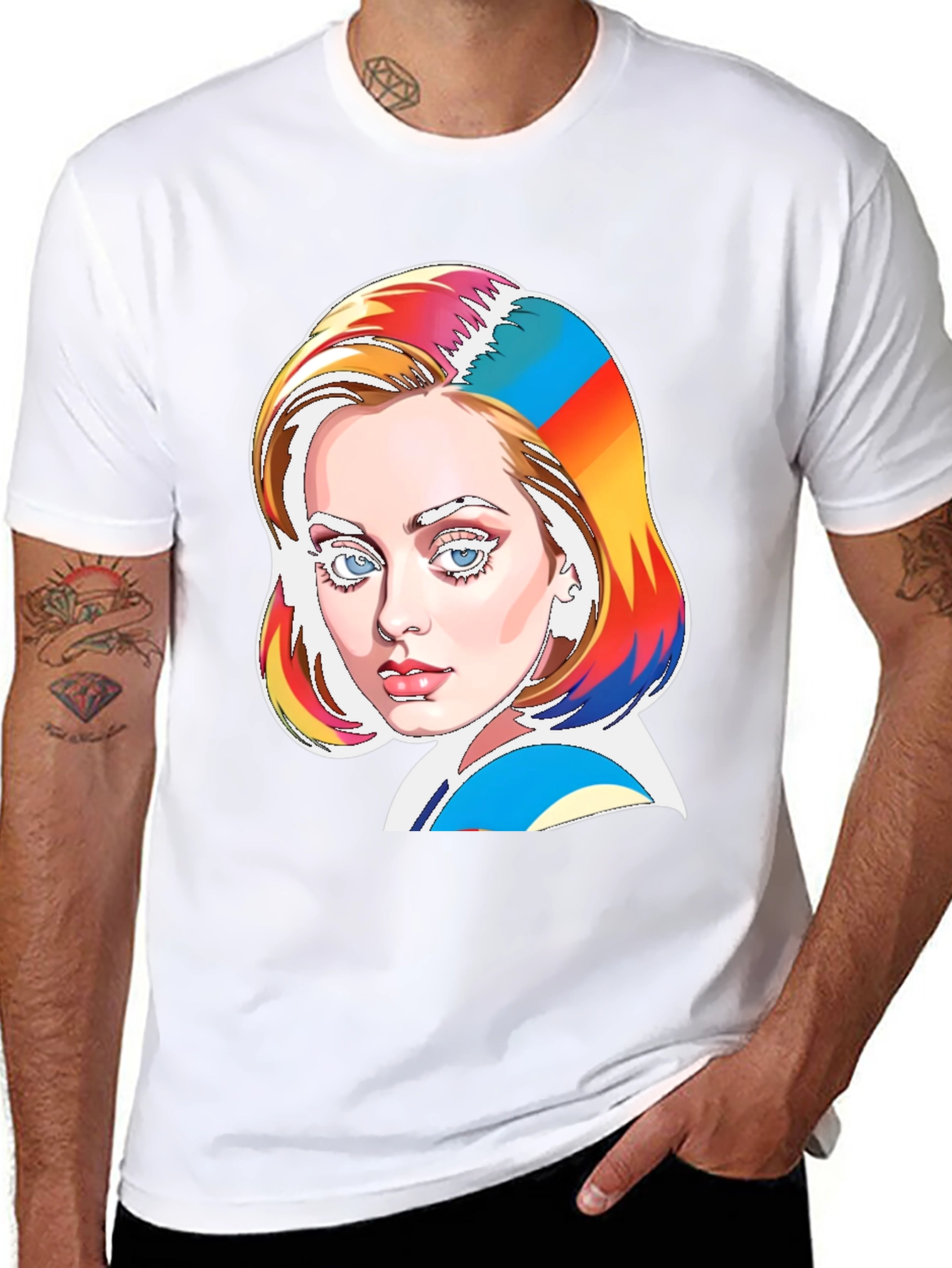 Vibrant Adele Pop Art Black T-Shirt