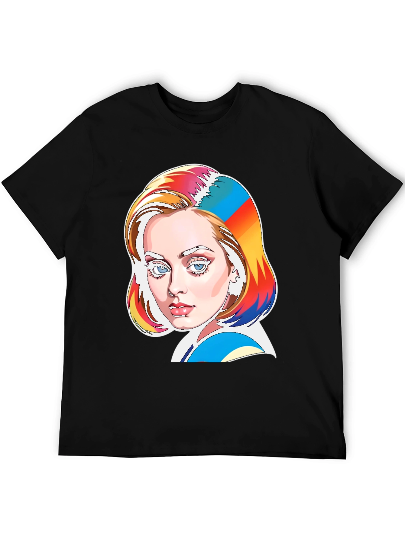 Vibrant Adele Pop Art Black T-Shirt