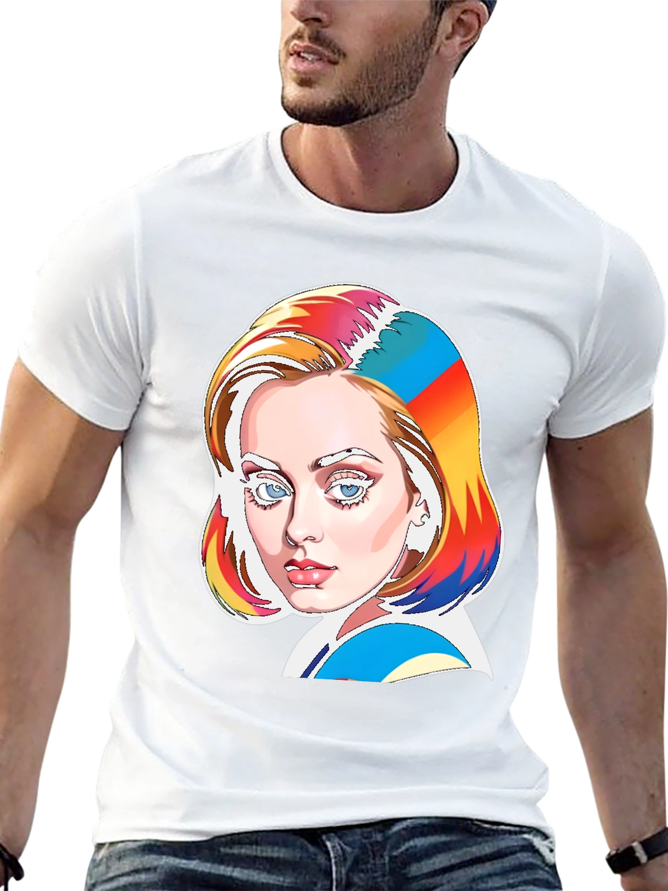 Vibrant Adele Pop Art Black T-Shirt