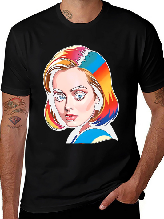 Vibrant Adele Pop Art Black T-Shirt