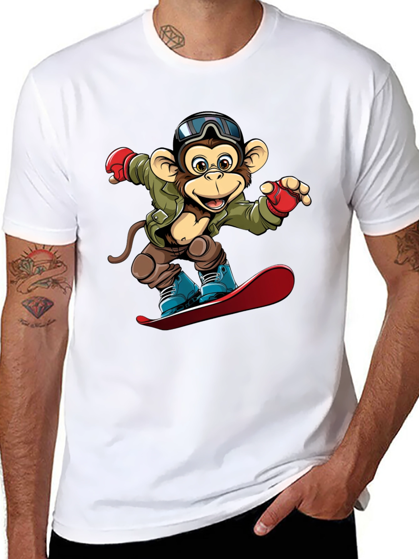 Monkey Snowboarder Graphic Tee