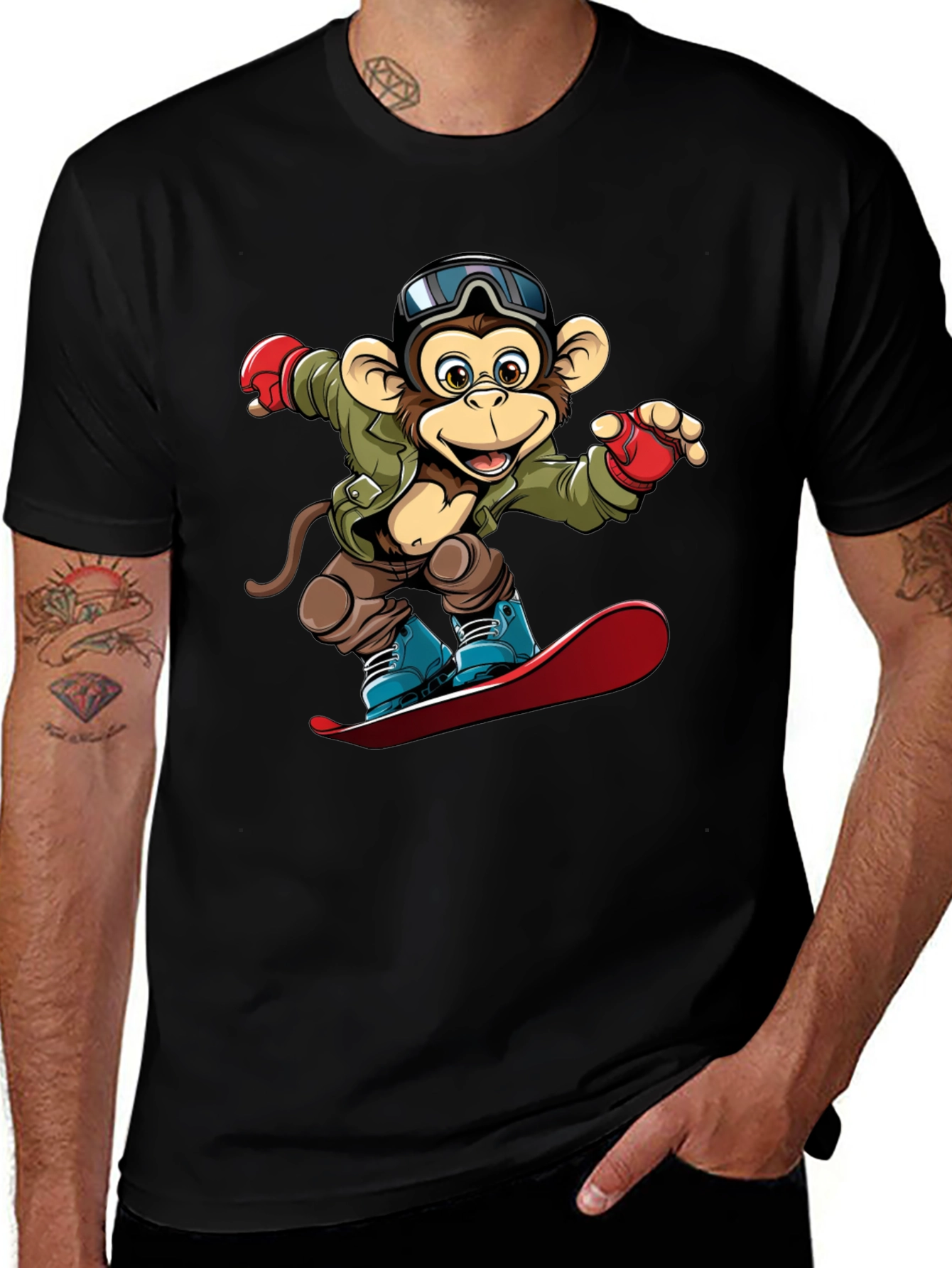 Monkey Snowboarder Graphic Tee
